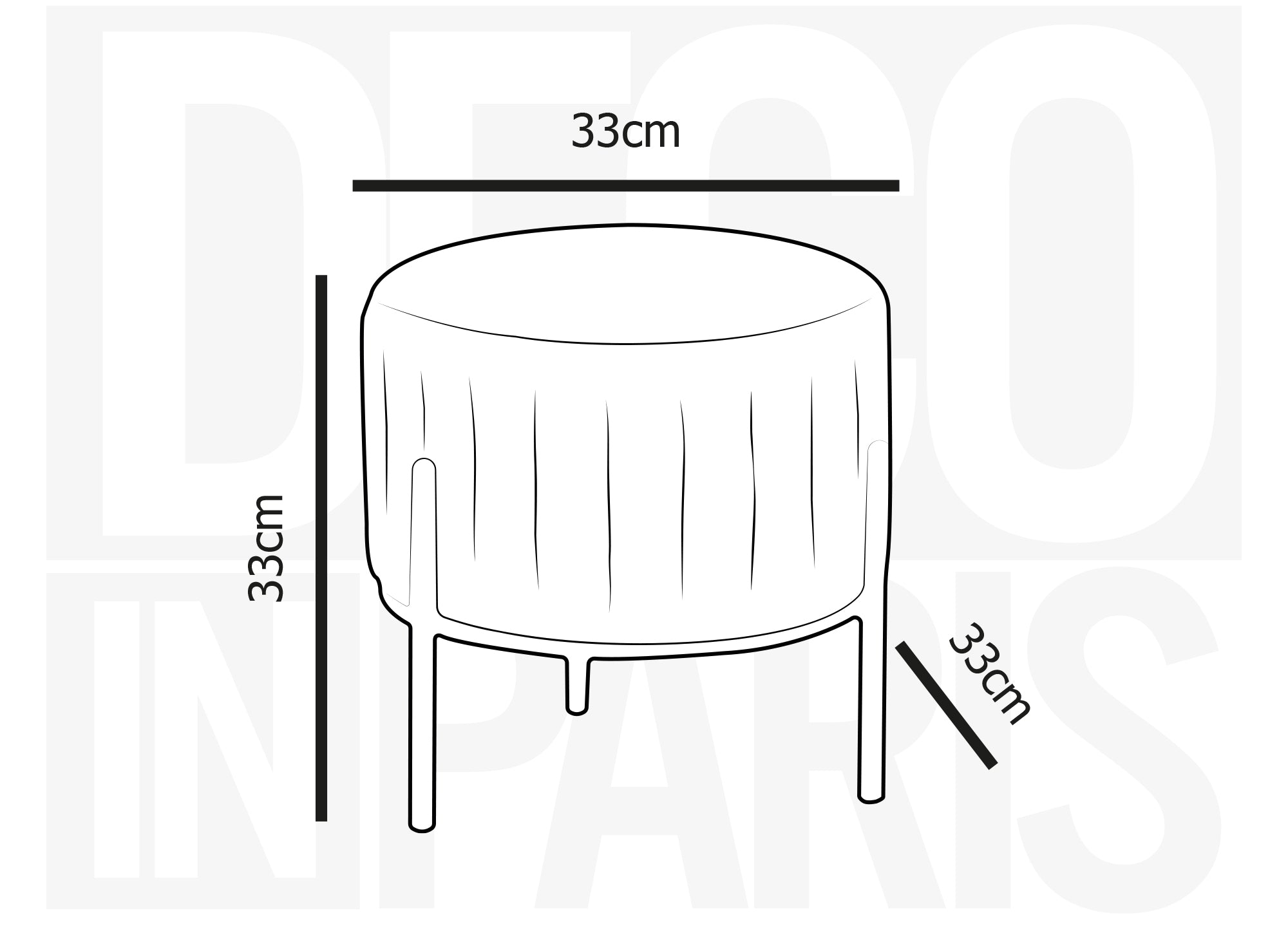 Pouf design en velours taupe et pieds en métal noir GALY