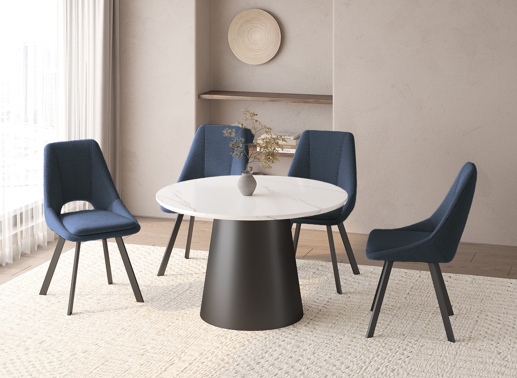 Lot de 4 chaises effet peau de mouton bleu NARCISSE