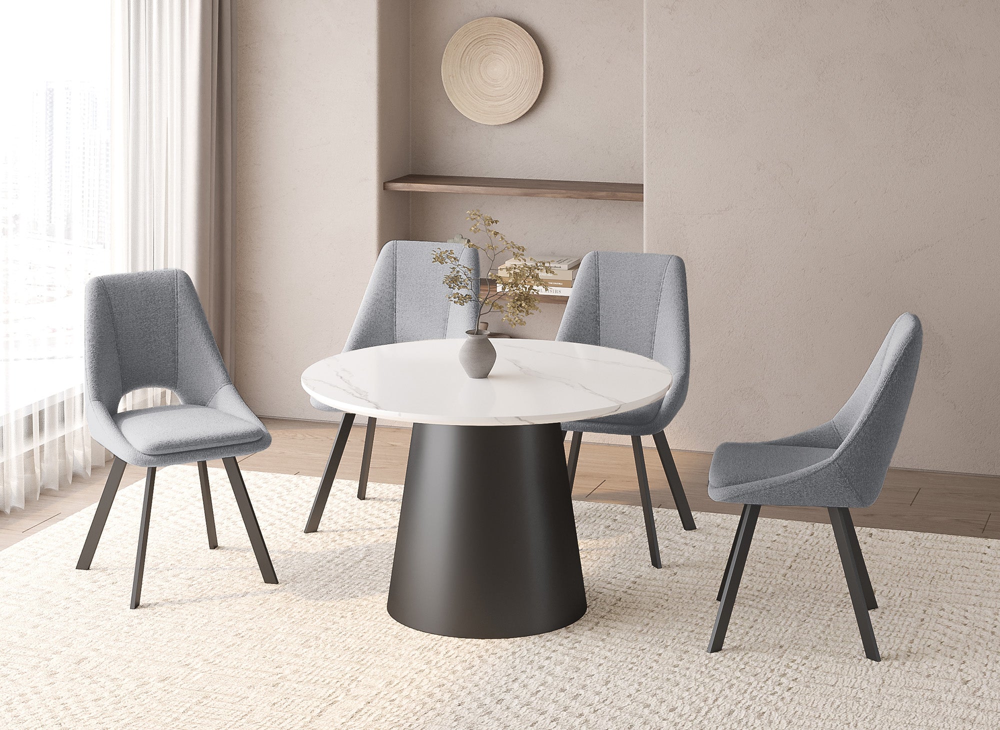 Lot de 4 chaises effet peau de mouton gris clair NARCISSE