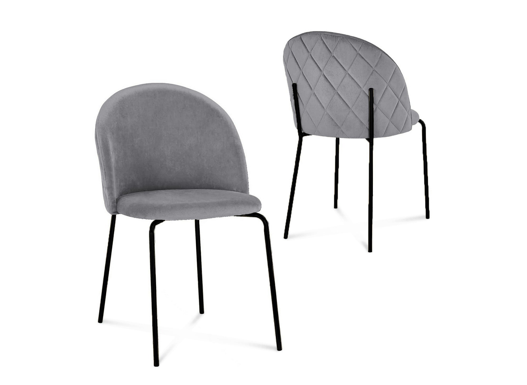 Lot de 2 chaises design en velours gris pieds noirs KENNETH