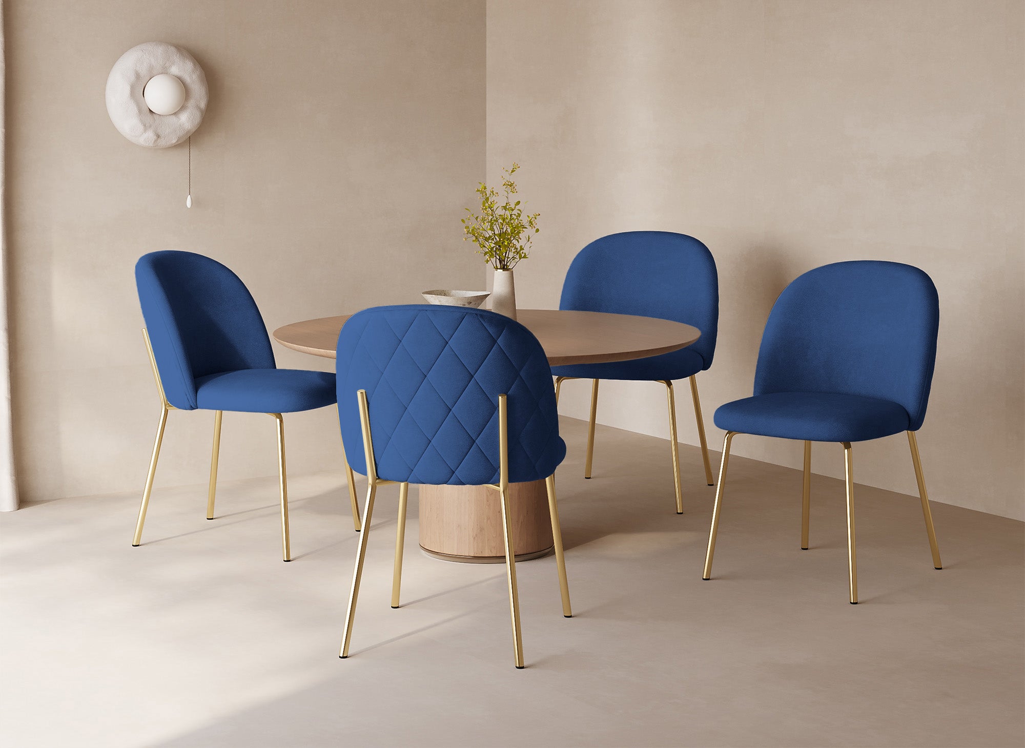 Lot de 2 chaises design en velours bleu KENNETH