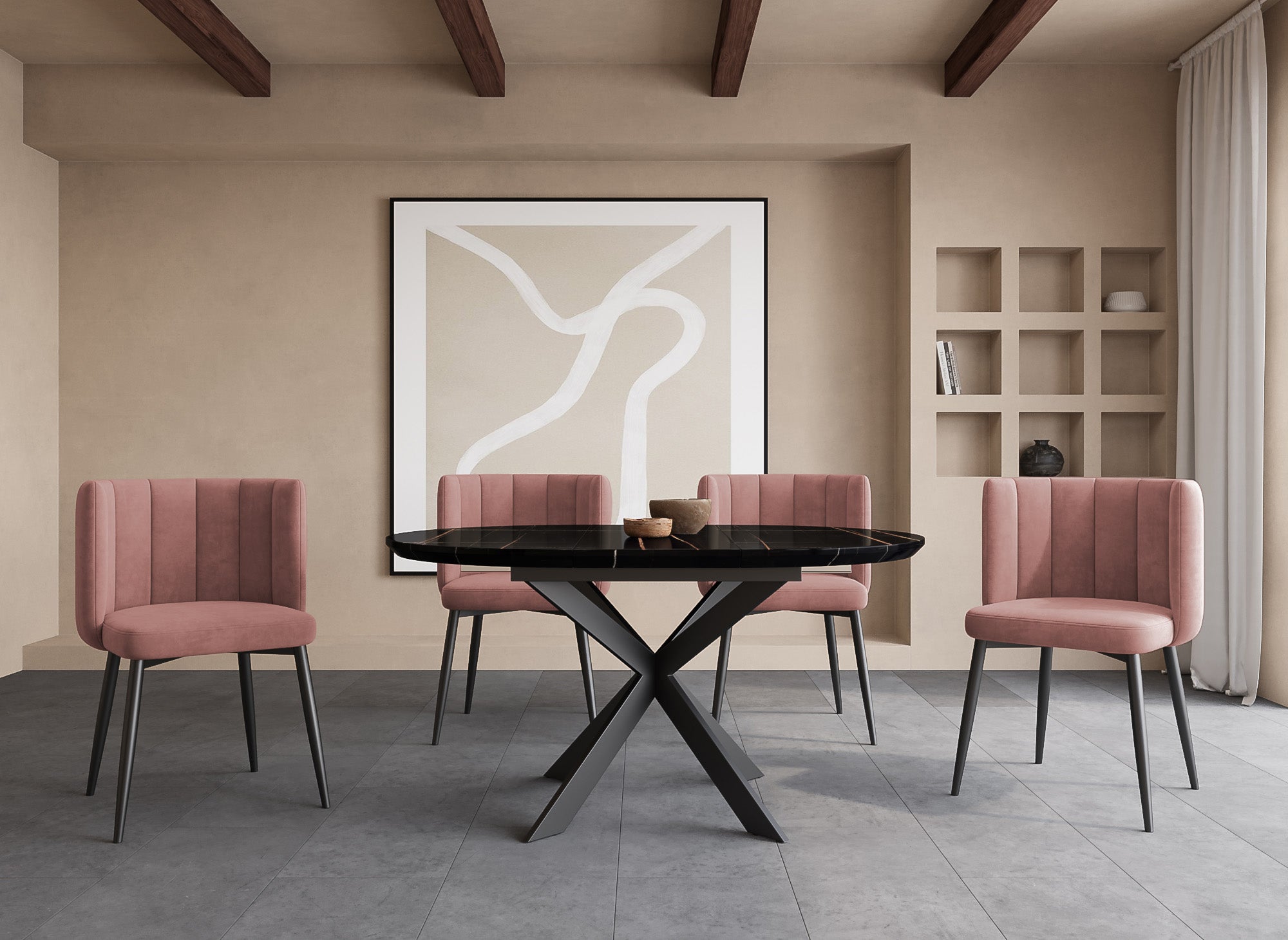 Lot de 2 chaises design en velours rose DEBBY