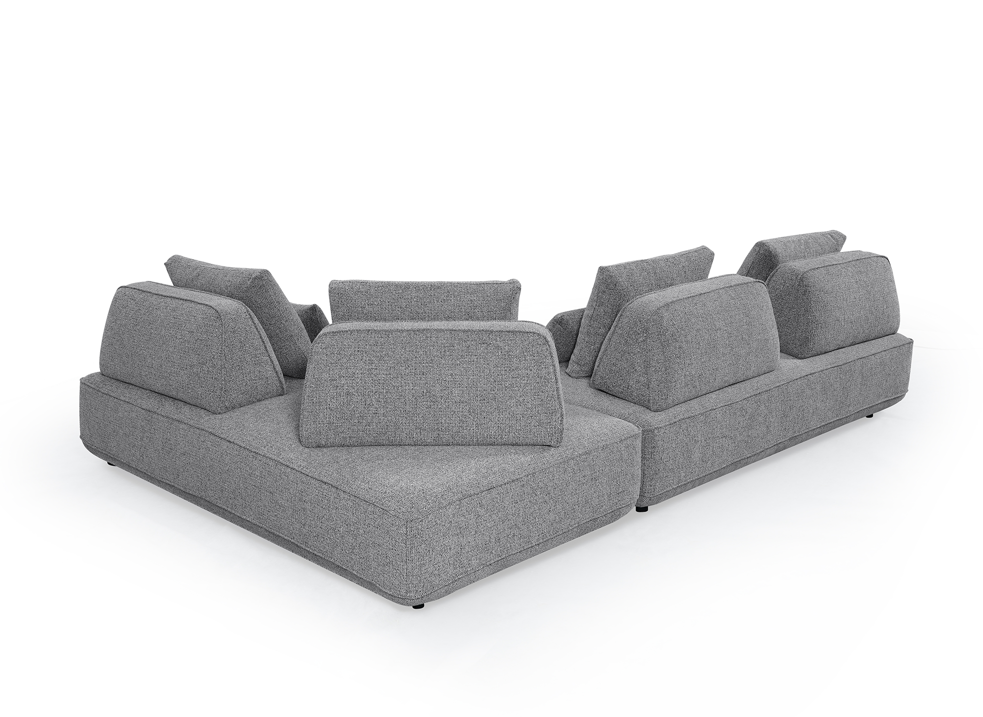 Canapé d'angle réversible en tissu bouclette gris ISAORA