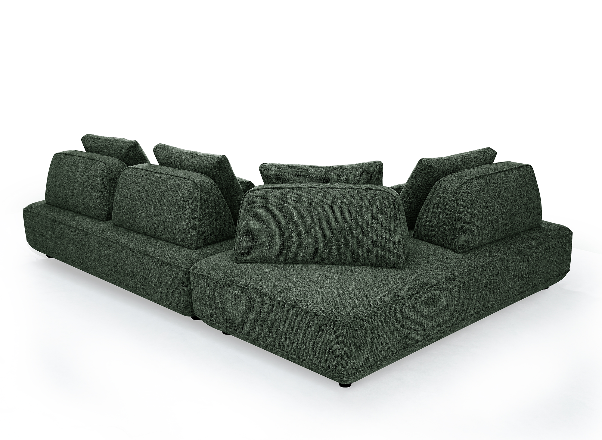 Canapé d'angle réversible en tissu bouclette vert kaki ISAORA