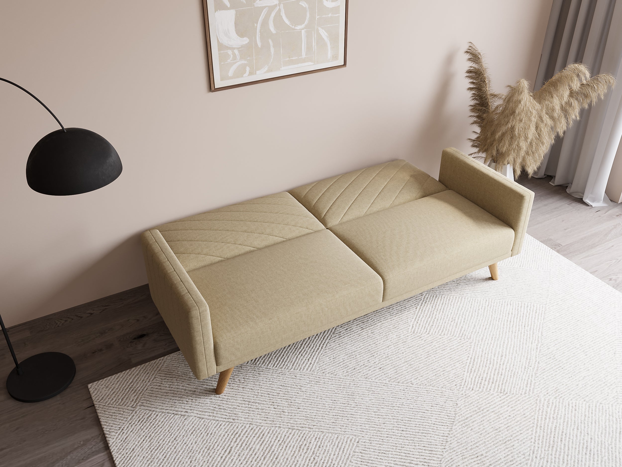 Canapé 3 places convertible scandinave en tissu beige BALDER