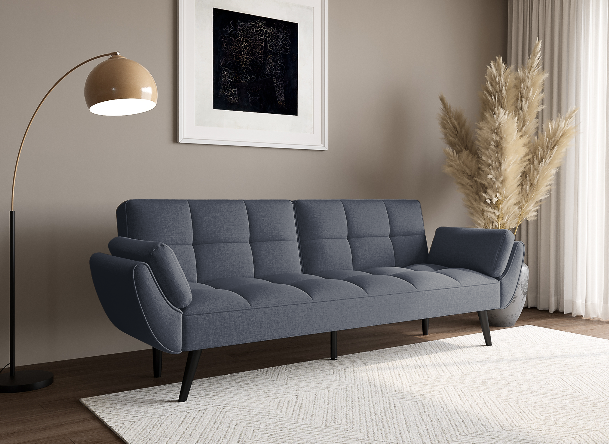 Canapé clic clac 3 places en tissu gris foncé NARA