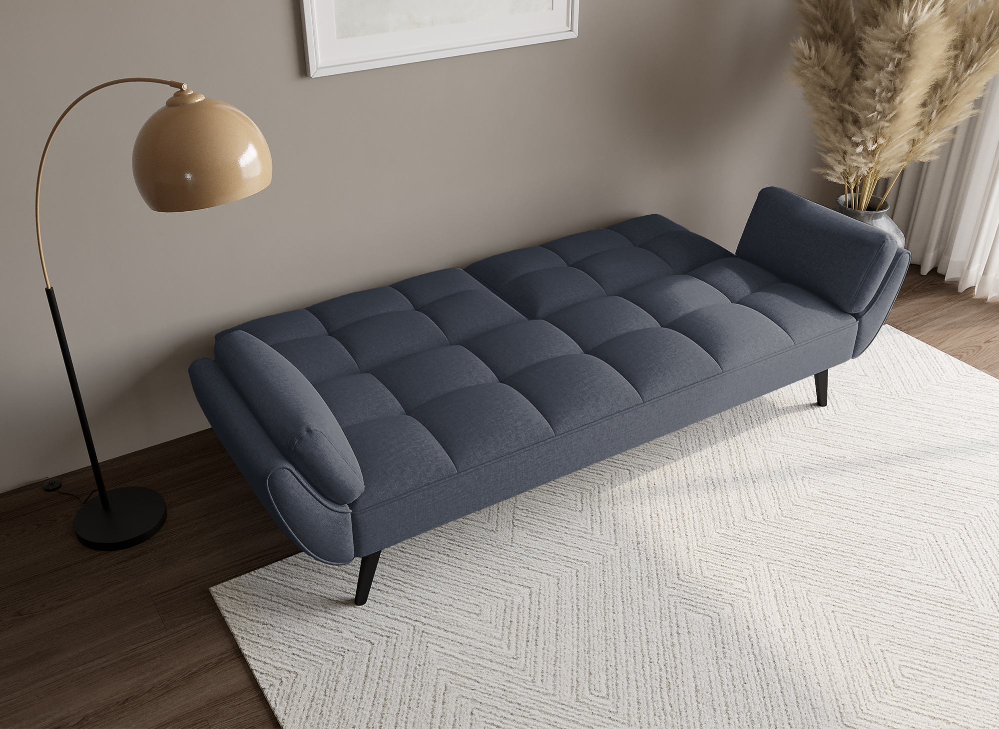 Canapé clic clac 3 places en tissu gris foncé NARA