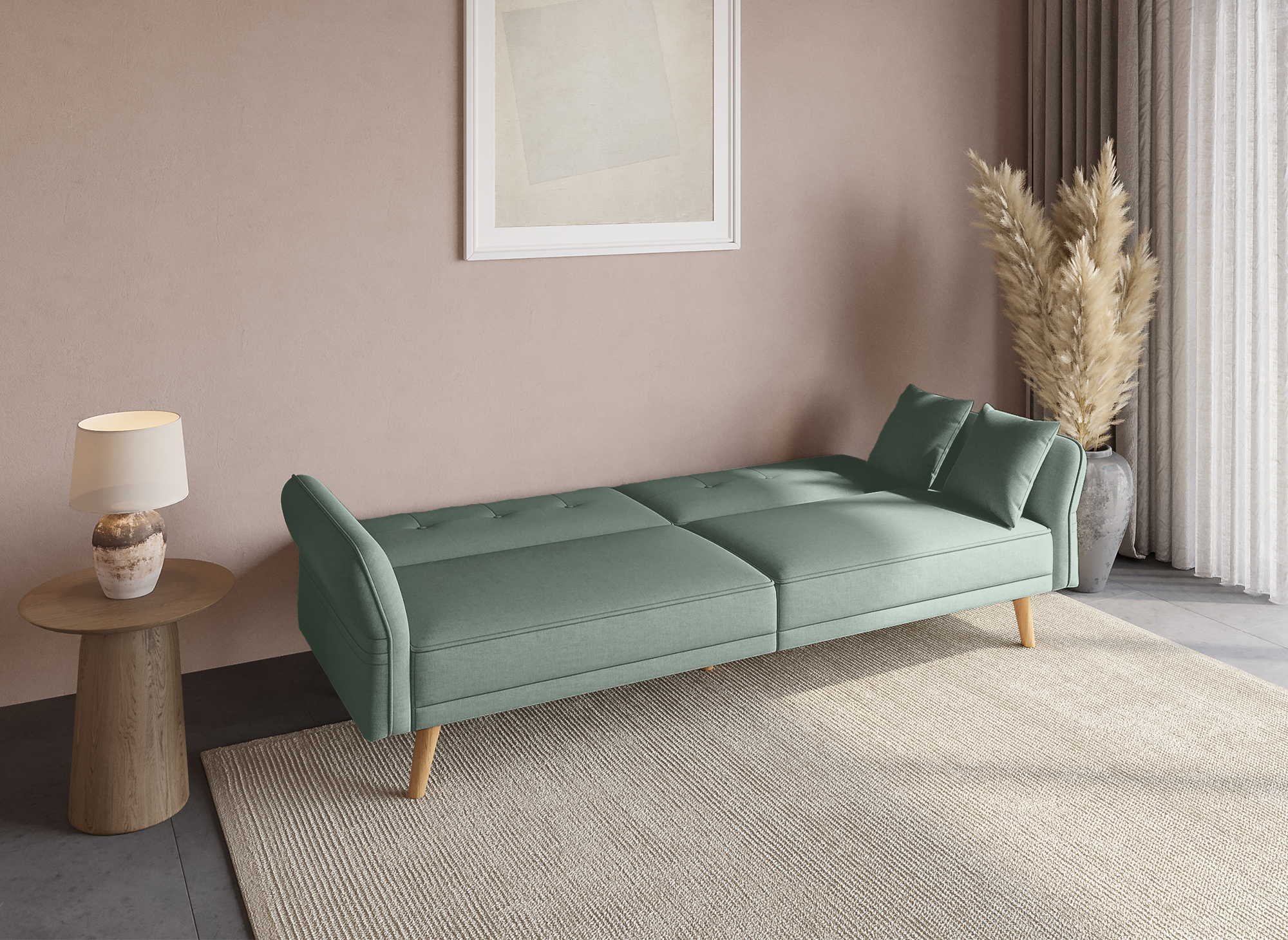 Canapé clic clac 3 places en tissu vert d'eau CHILI