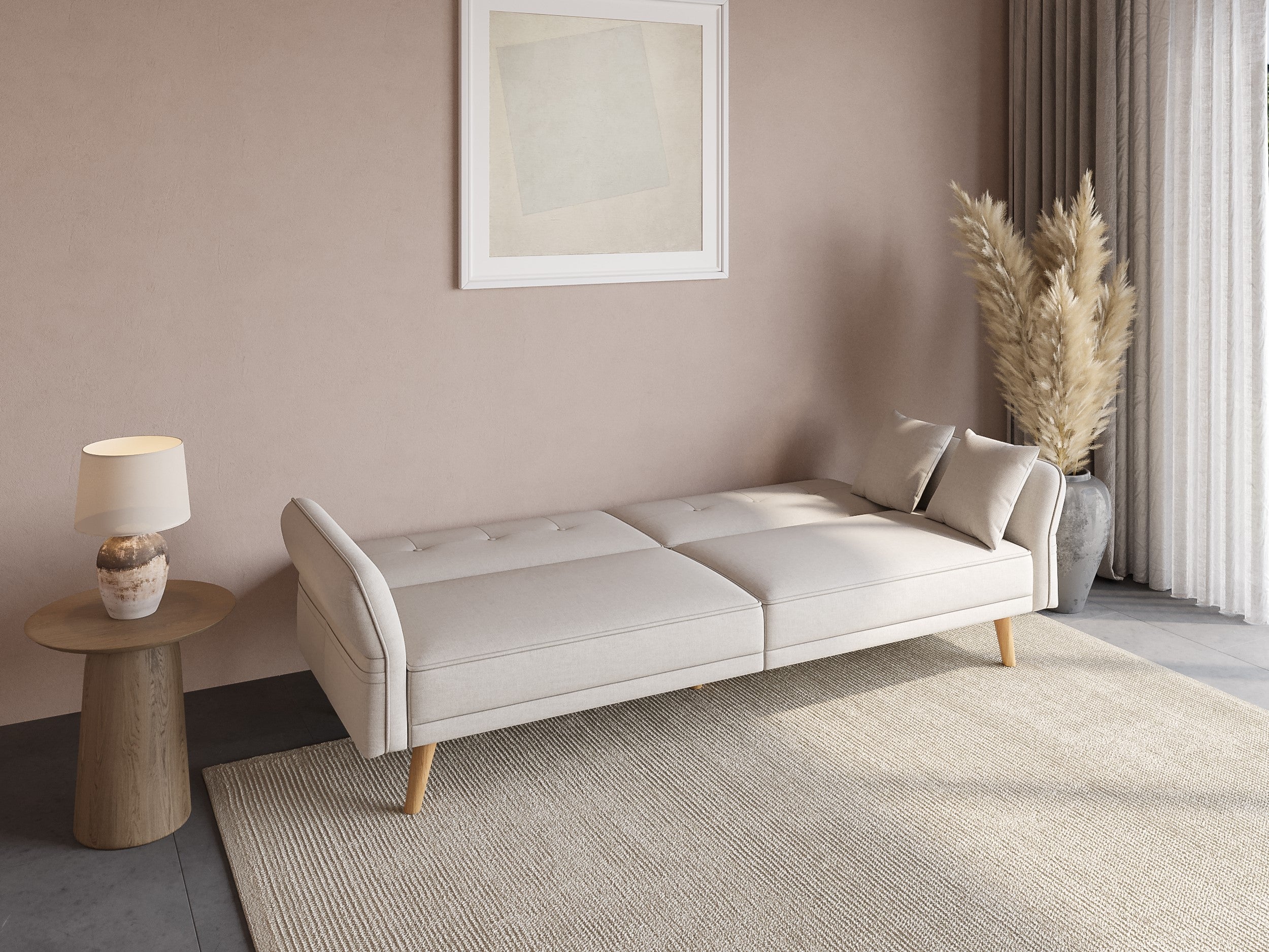 Canapé clic clac 3 places en tissu beige CHILI