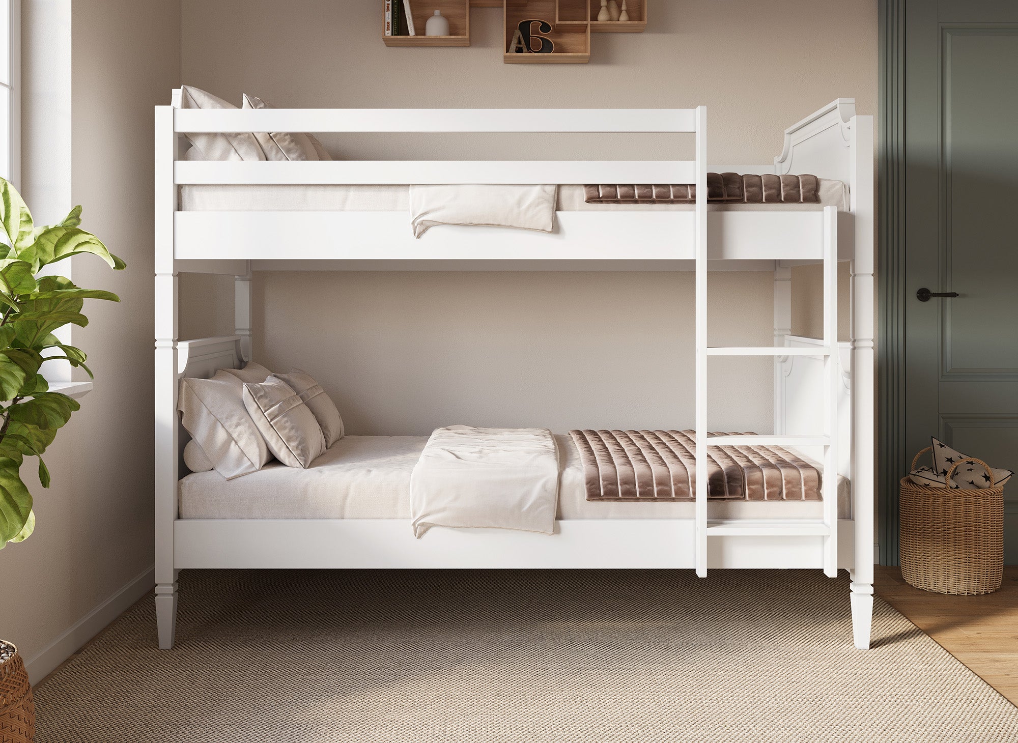 Lit superposé séparable en bois blanc PAULINE 90 x 190 cm