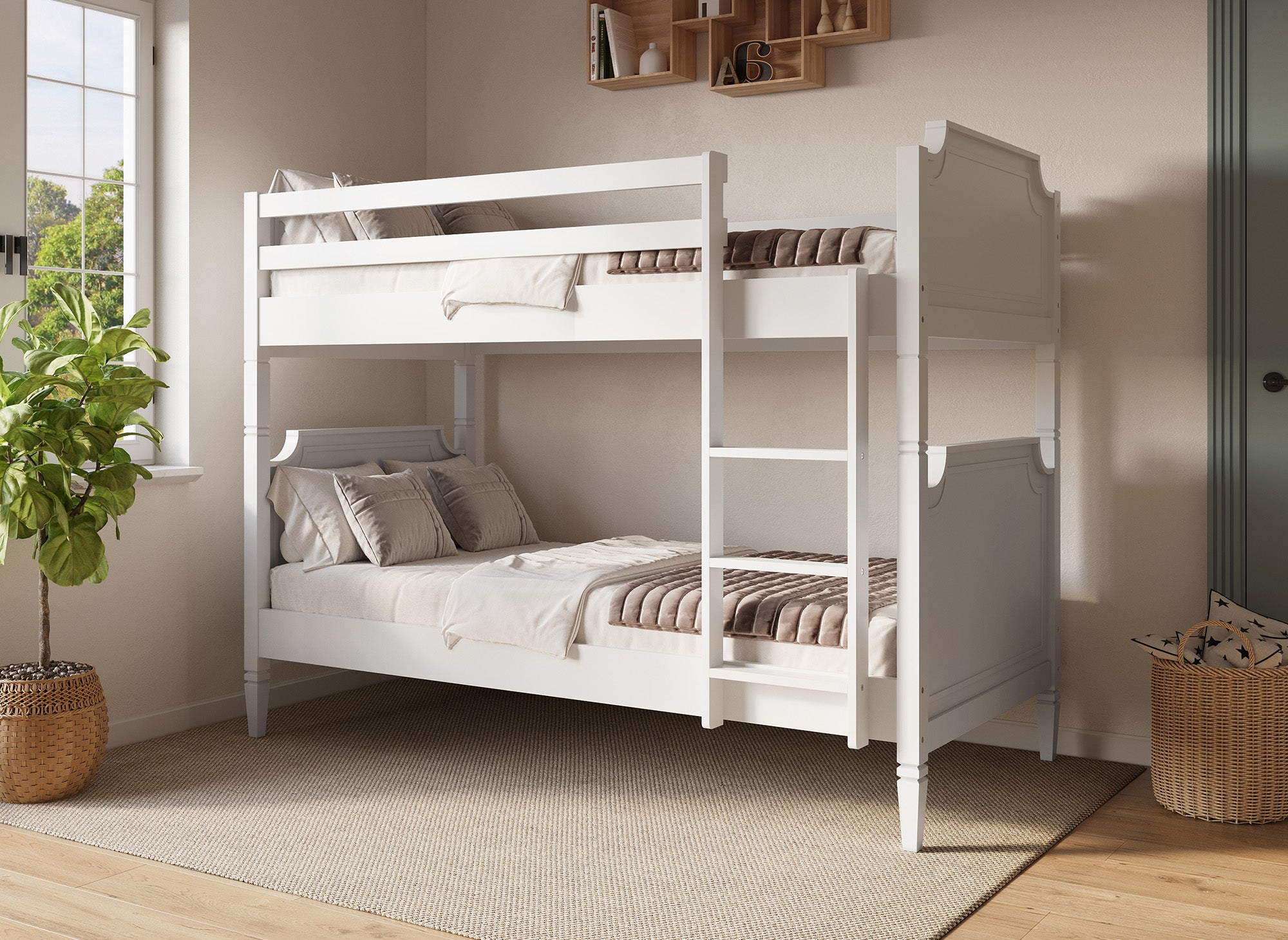 Lit superposé séparable en bois blanc PAULINE 90 x 190 cm