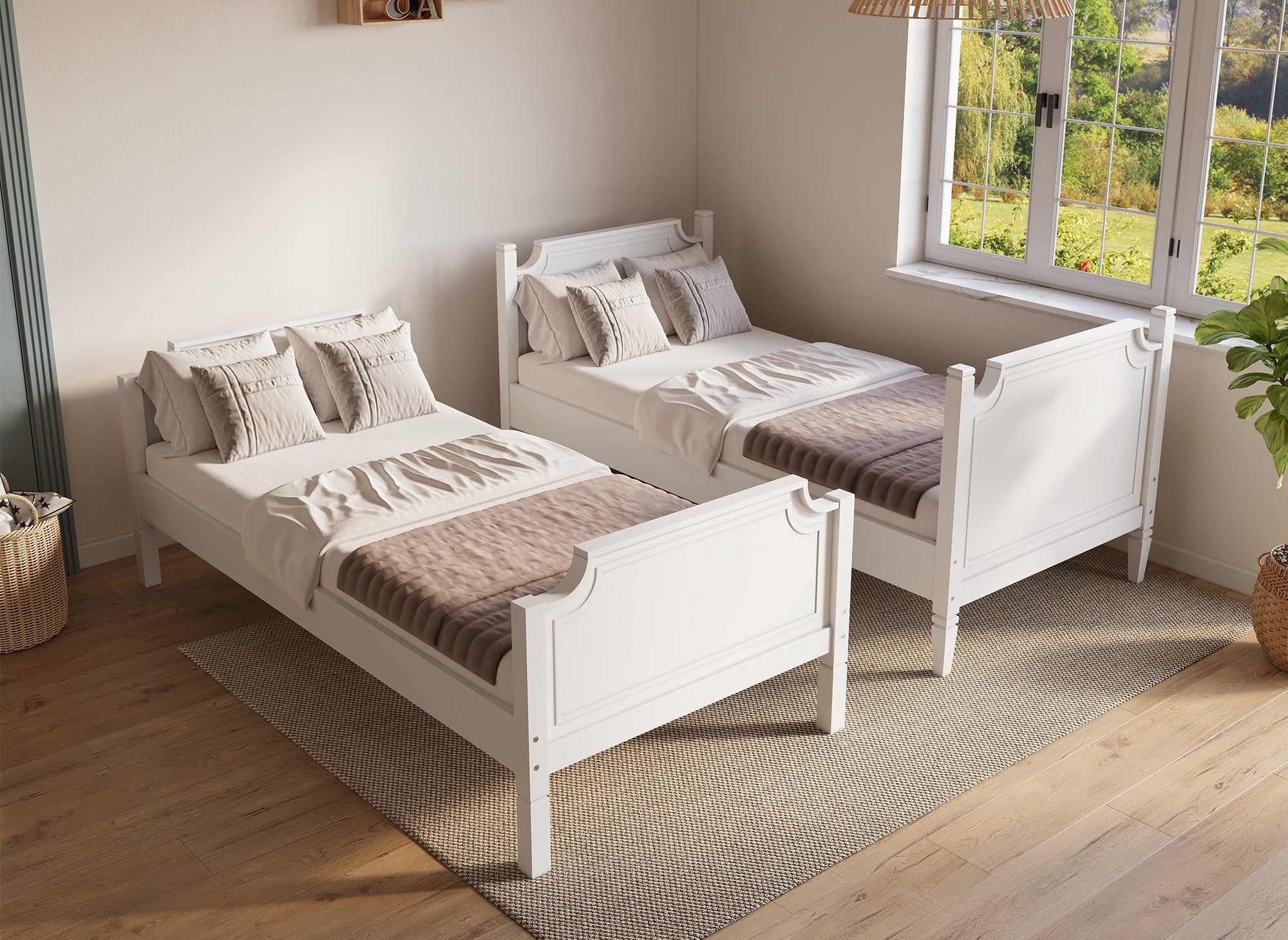 Lit superposé séparable en bois blanc PAULINE 90 x 190 cm