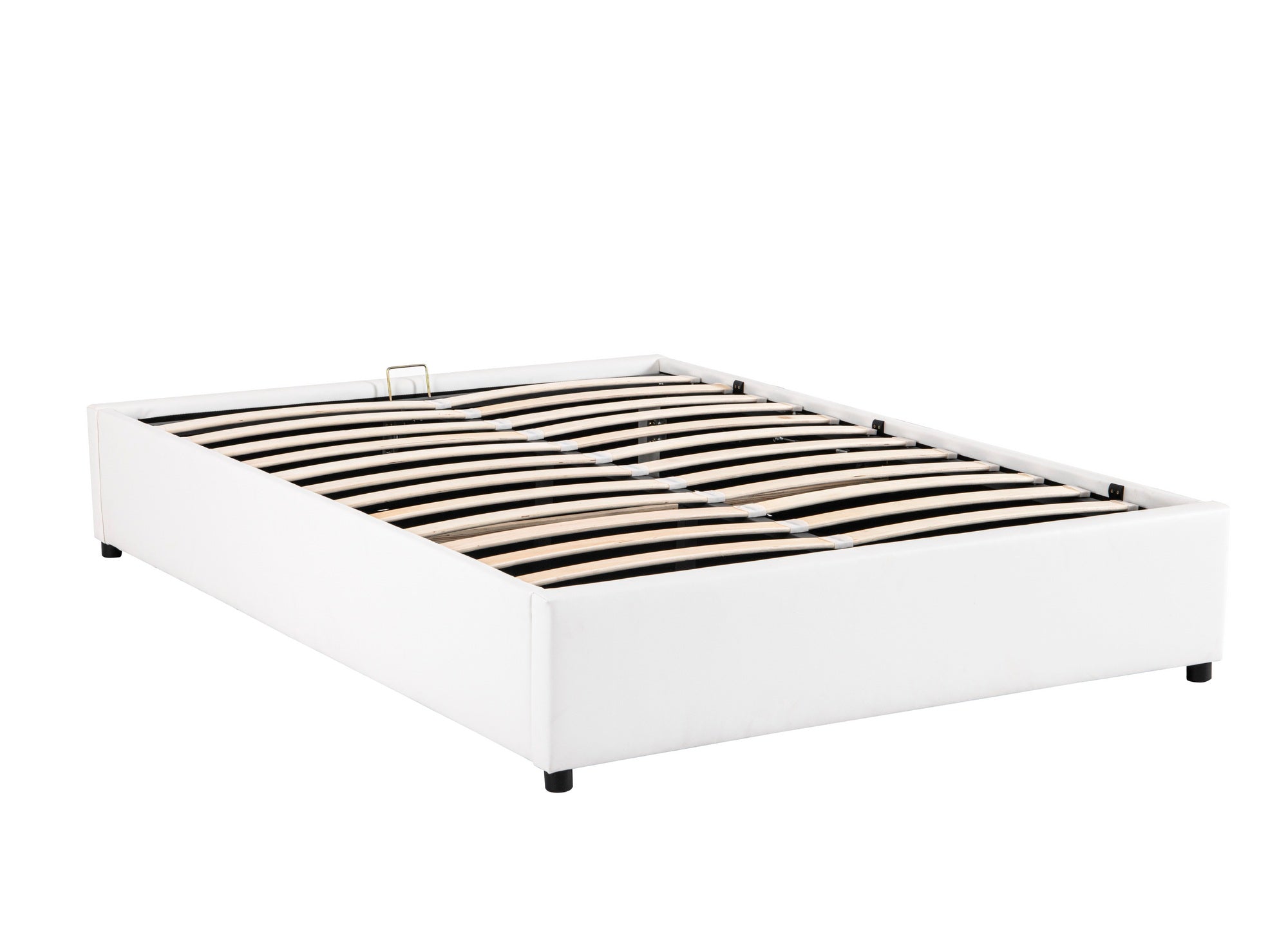 Lit sommier relevable avec coffre en simili cuir blanc 140x190 cm LIZBAN