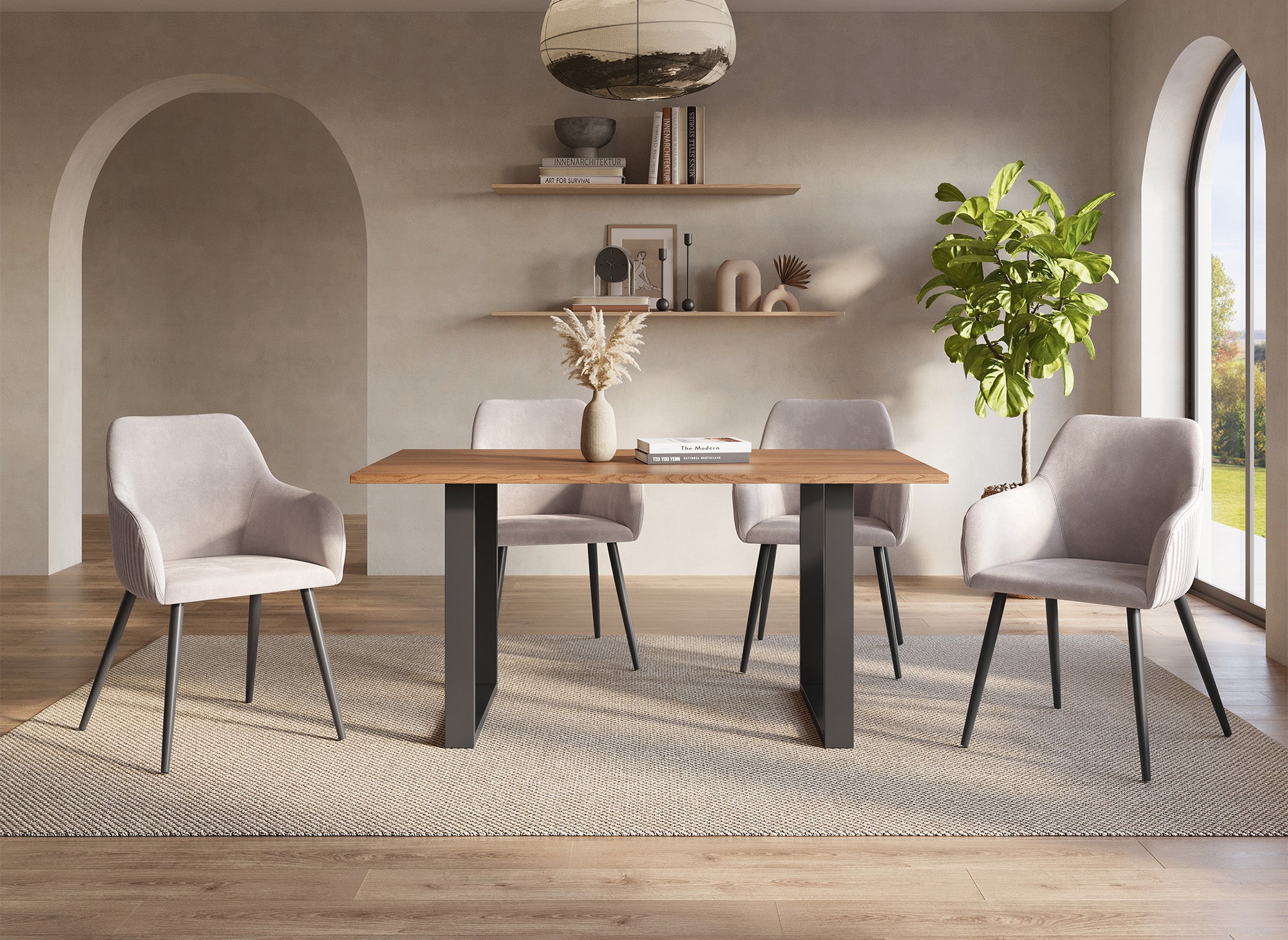 Table à manger rectangulaire couleur chêne LINE