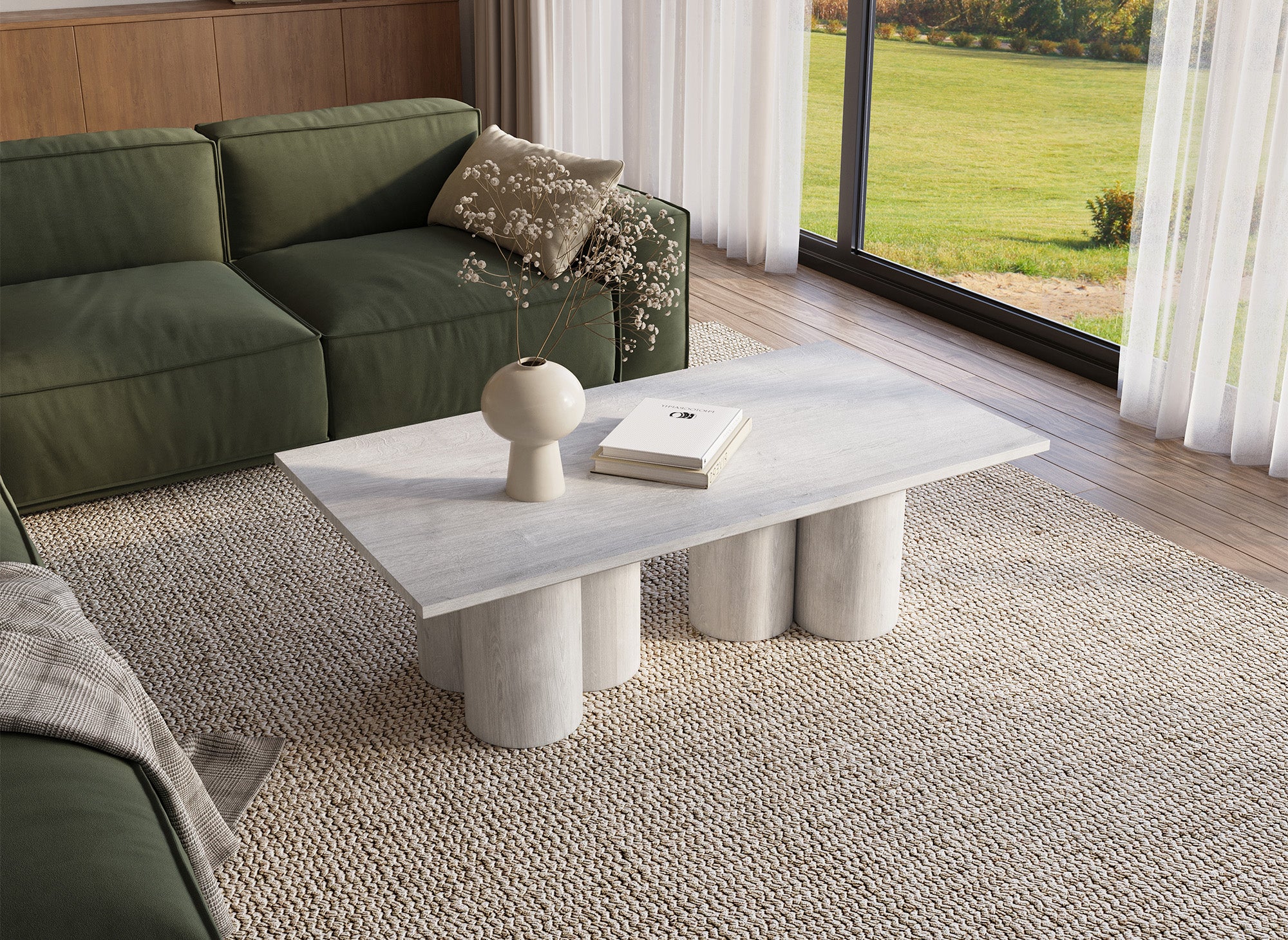 Table basse blanche pieds forme organique ROSALIA