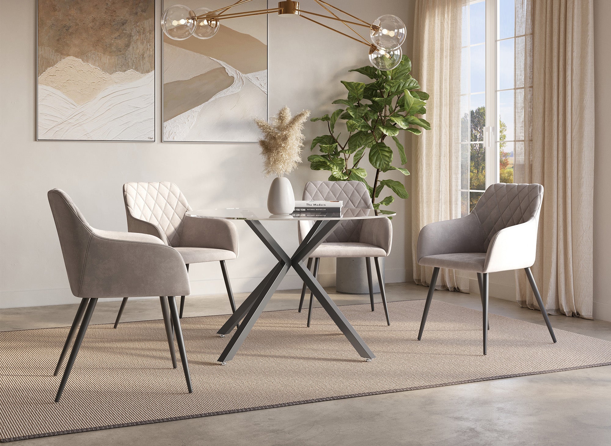 Table à manger ronde en verre CUBA