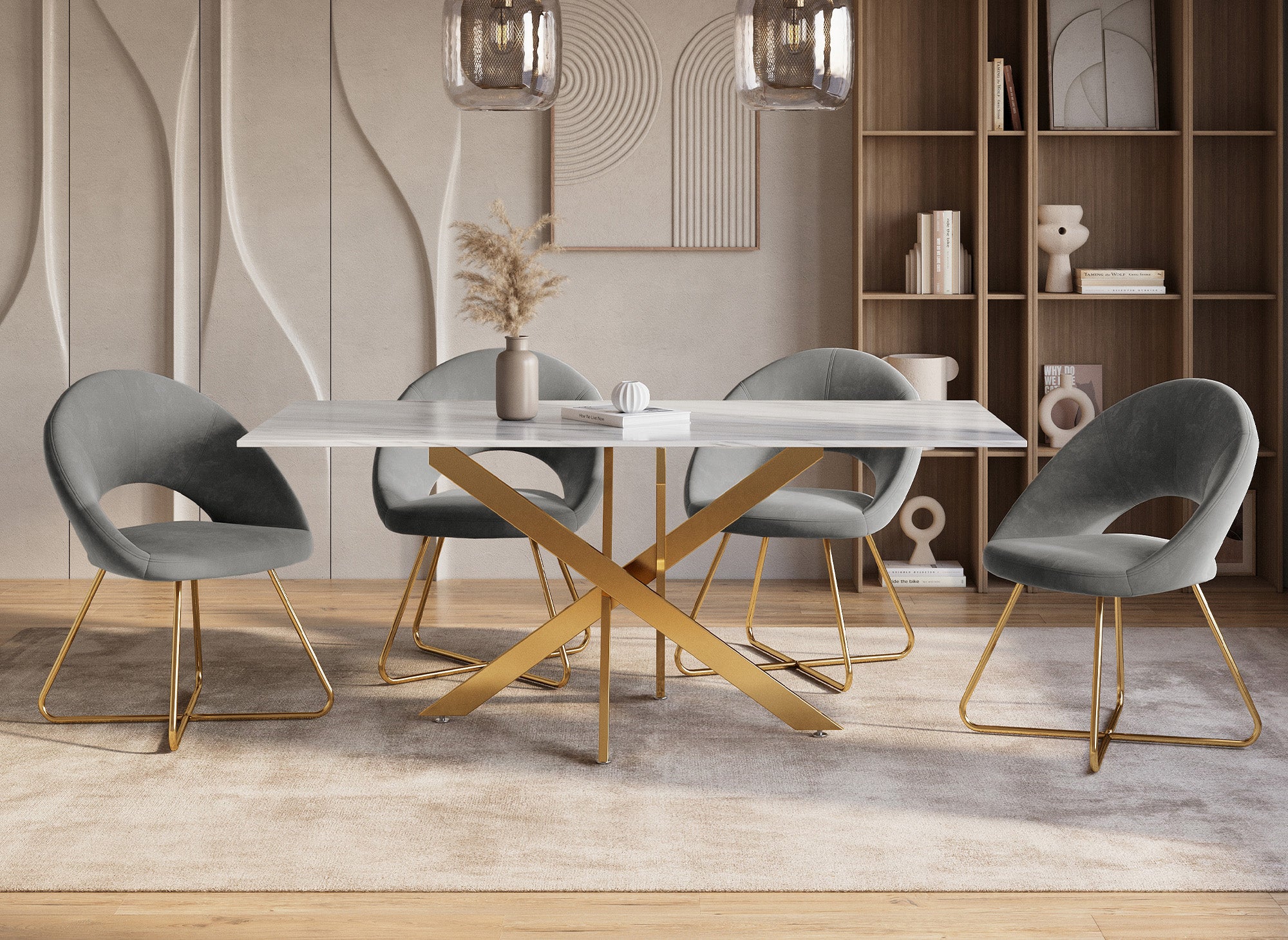 Lot de 2 chaises design en velours gris PETRA