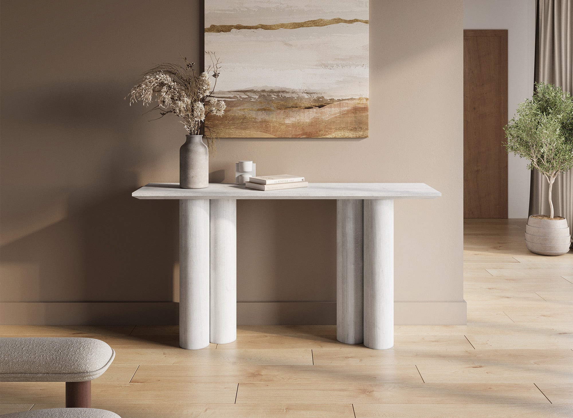 Console blanche pieds forme organique ROSALIA