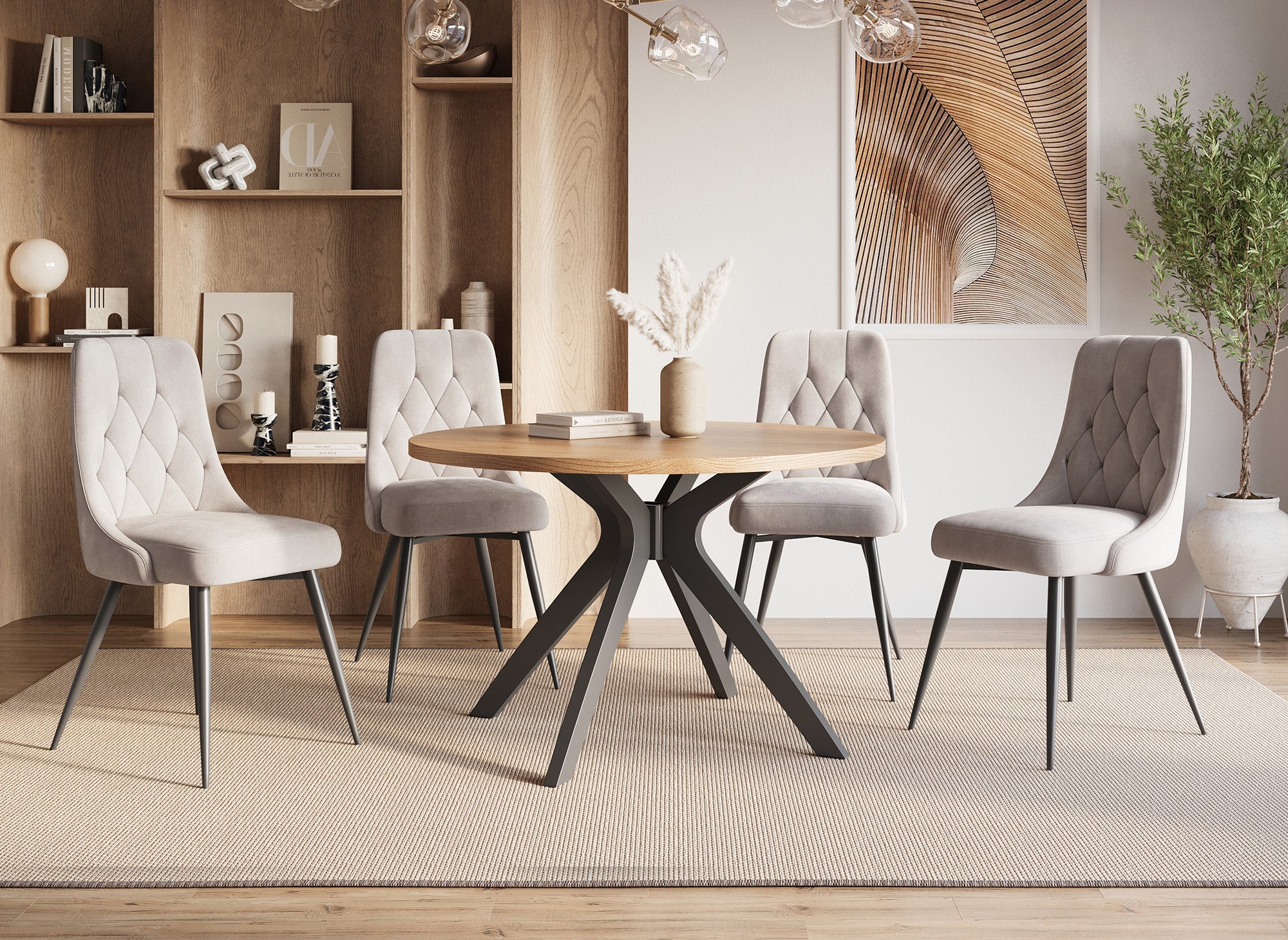 Lot de 4 chaises design en velours beige OLVEA