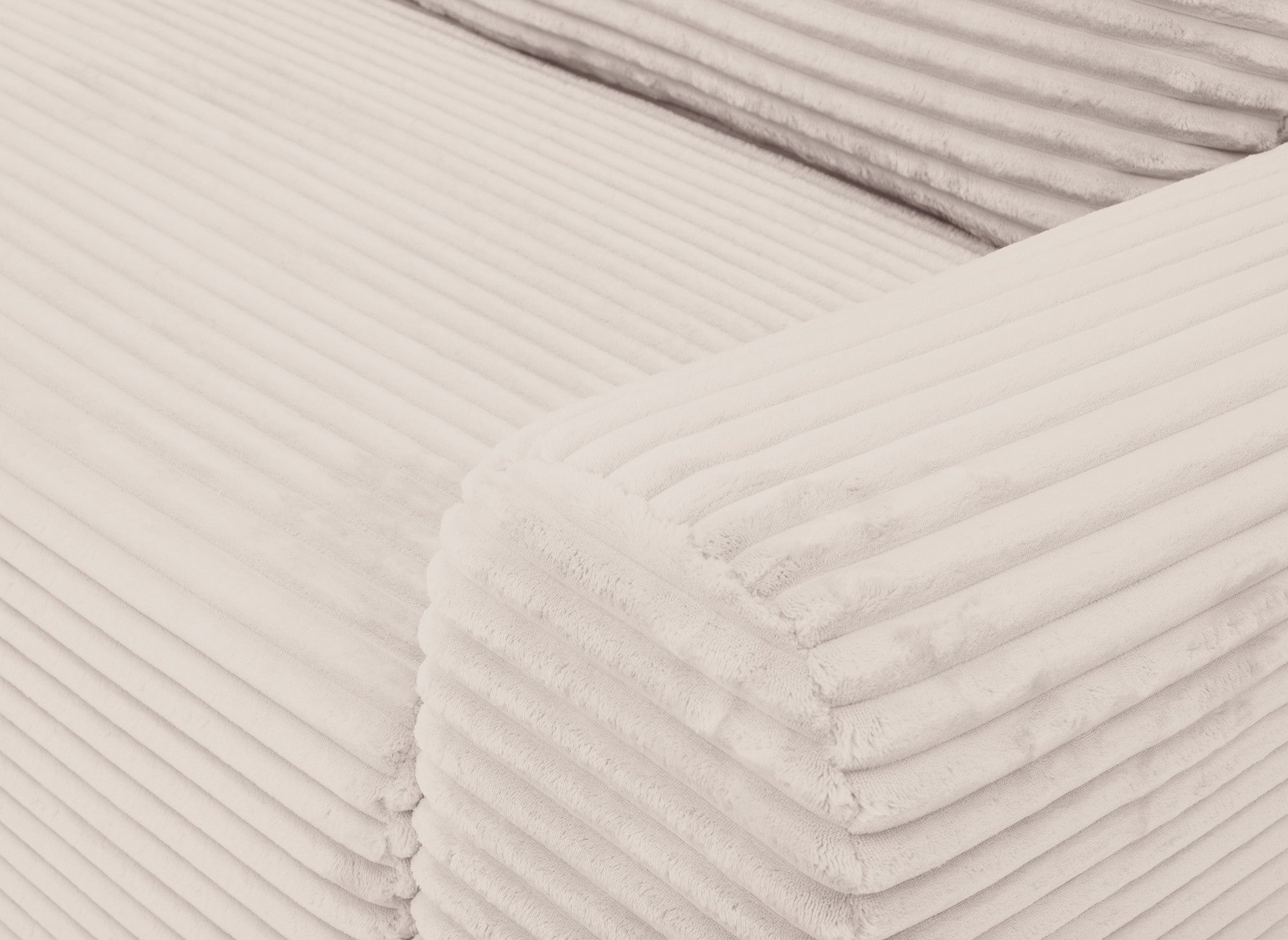 Canapé d'angle gauche convertible avec coffre en velours côtelé épais beige BALI - Angle gauche