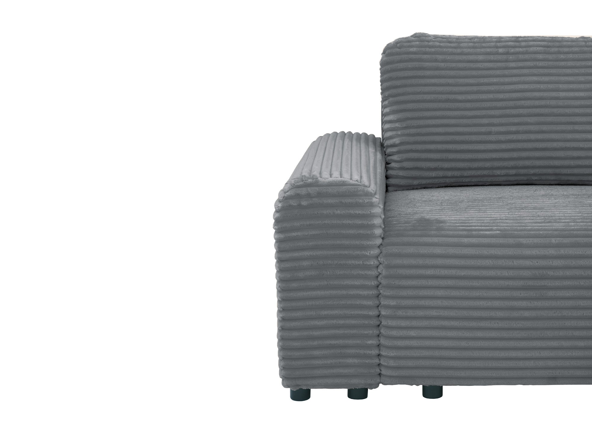 Divano ad angolo destro trasformabile con cassapanca in spesso velluto a coste grigio scuro BALI - Angolo retto