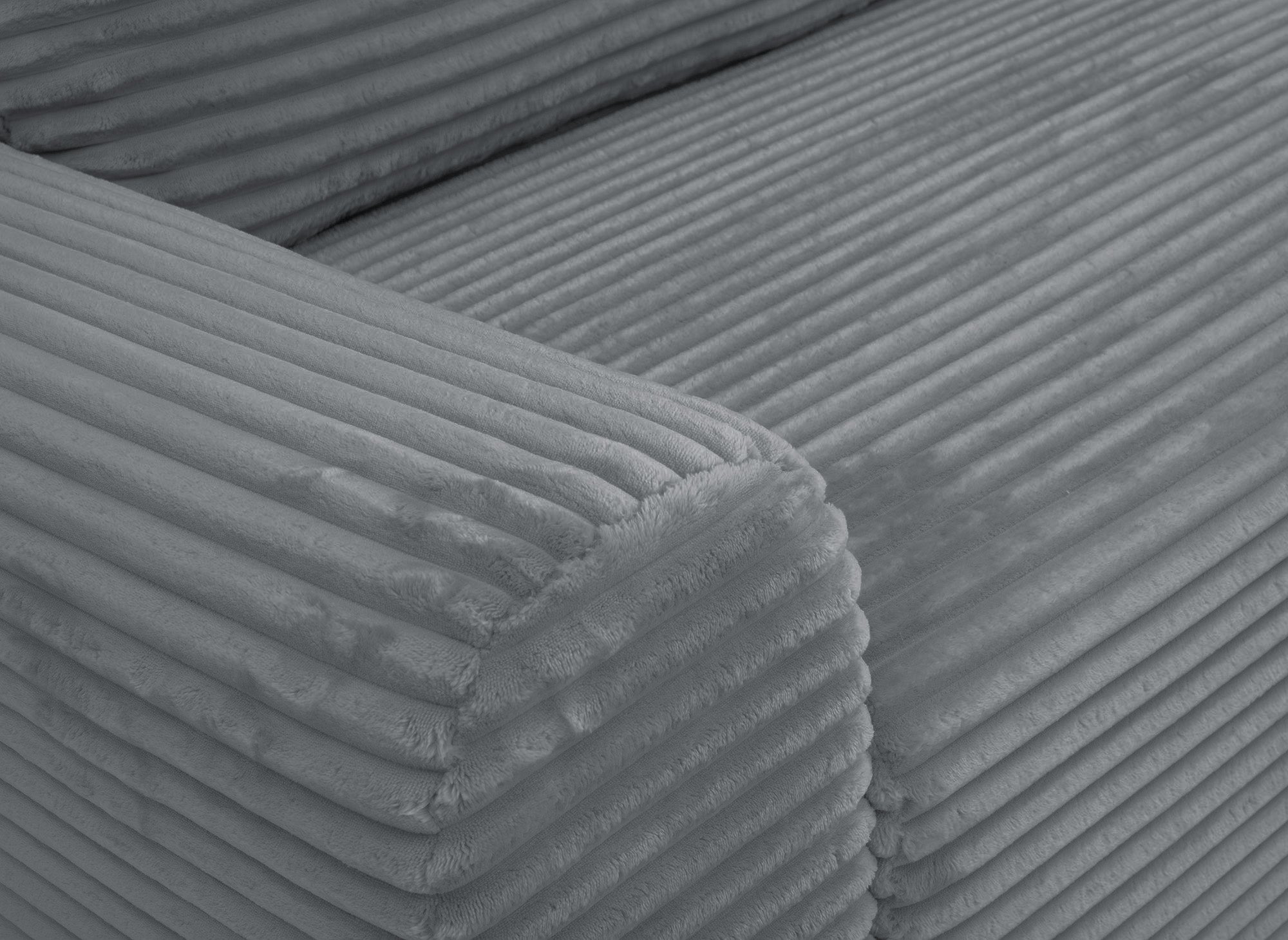 Divano ad angolo destro trasformabile con cassapanca in spesso velluto a coste grigio scuro BALI - Angolo retto