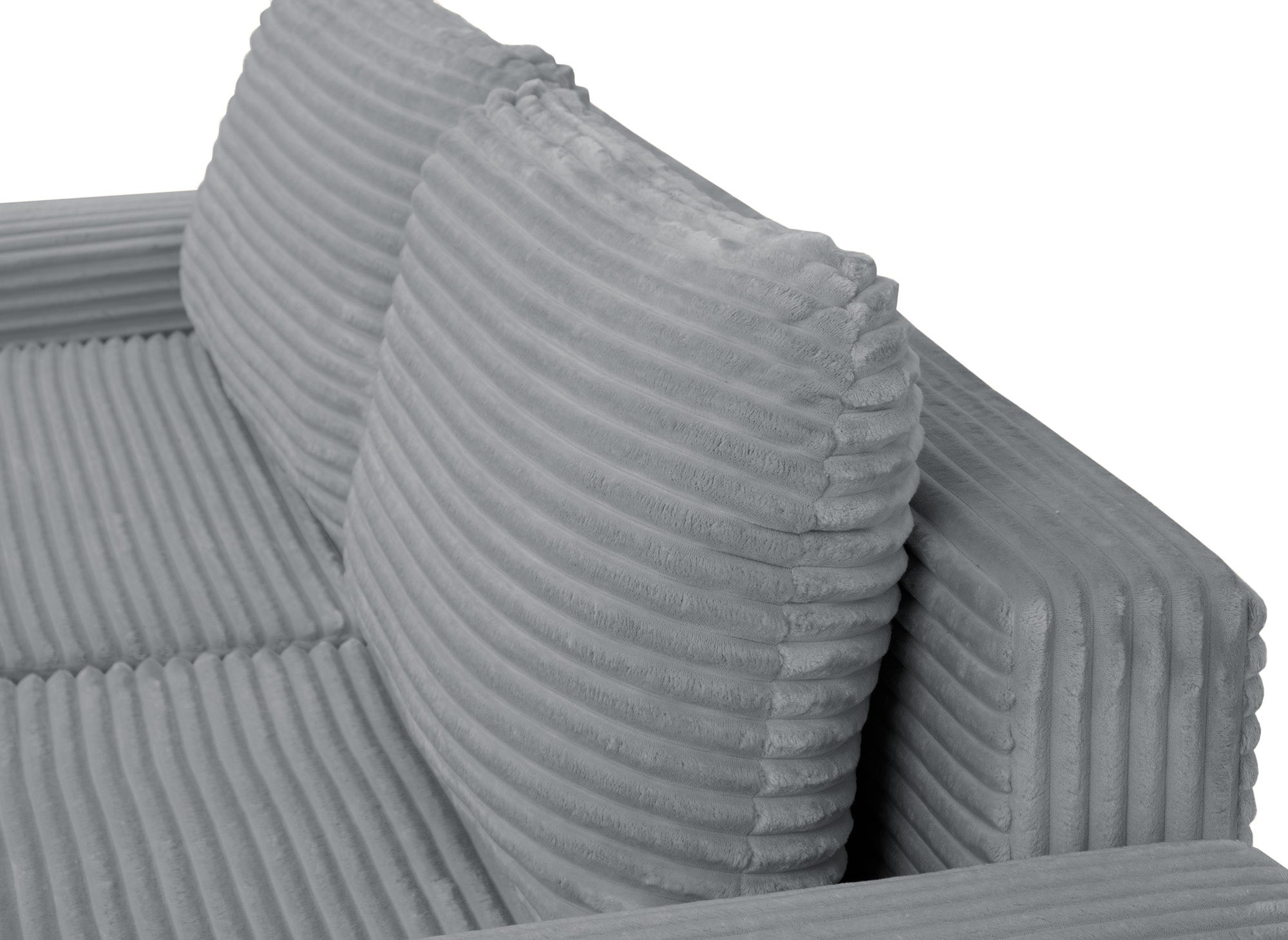 Divano ad angolo destro trasformabile con cassapanca in spesso velluto a coste grigio scuro BALI - Angolo retto