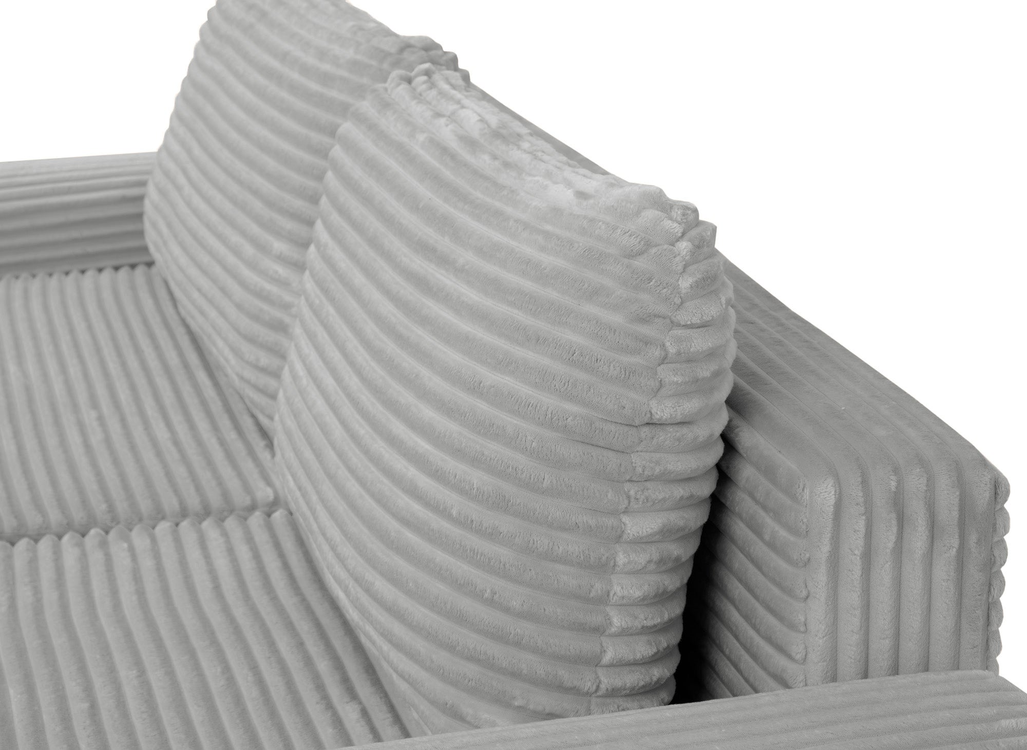 Canapé d'angle droit convertible avec coffre en velours côtelé épais gris clair BALI - Angle droit