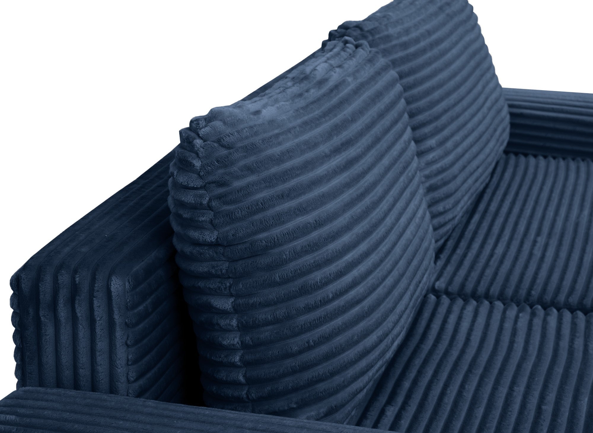 Canapé d'angle gauche convertible avec coffre en velours côtelé épais bleu foncé BALI - Angle gauche