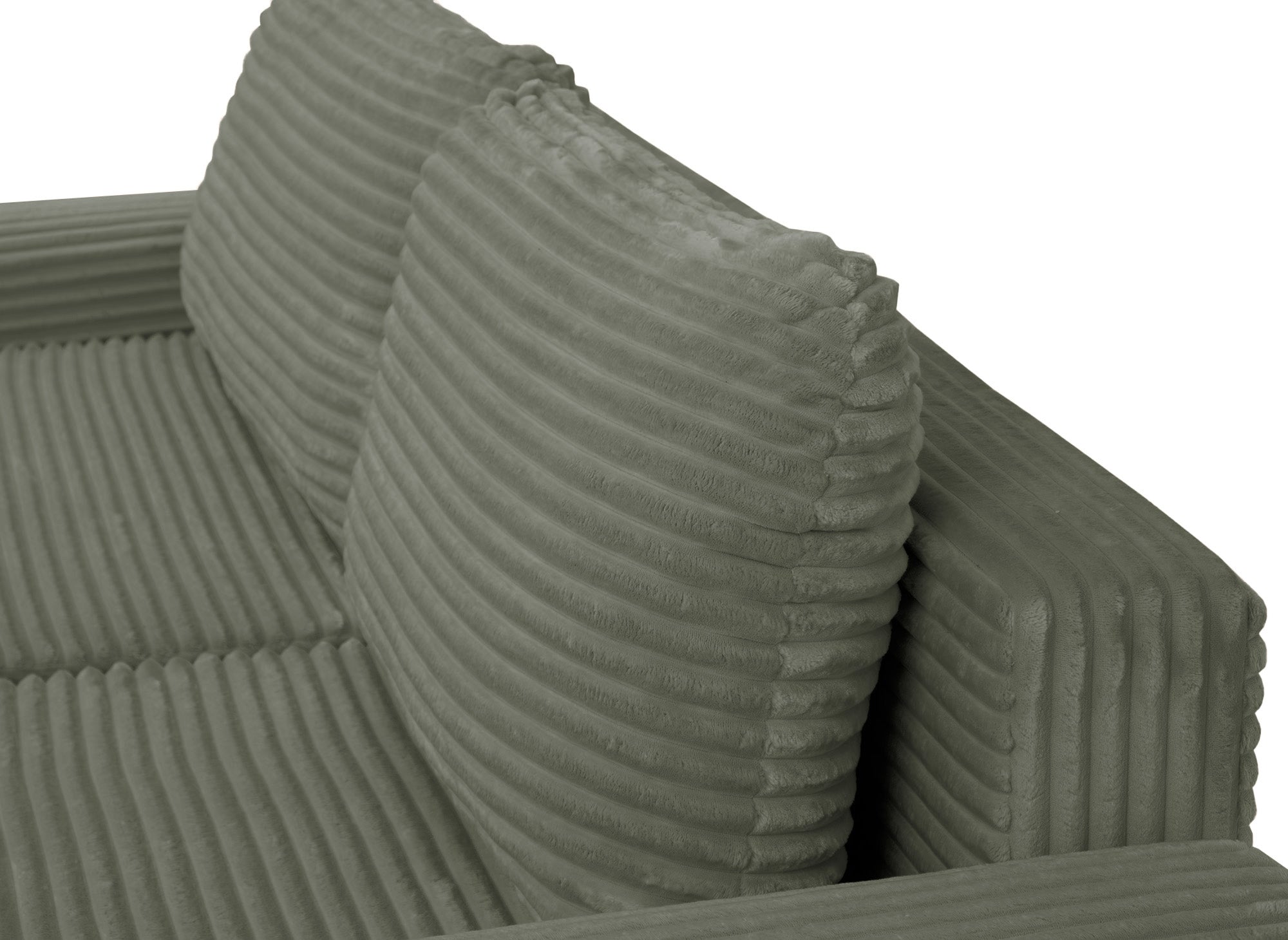 Canapé d'angle droit convertible avec coffre en velours côtelé épais vert kaki BALI - Angle droit