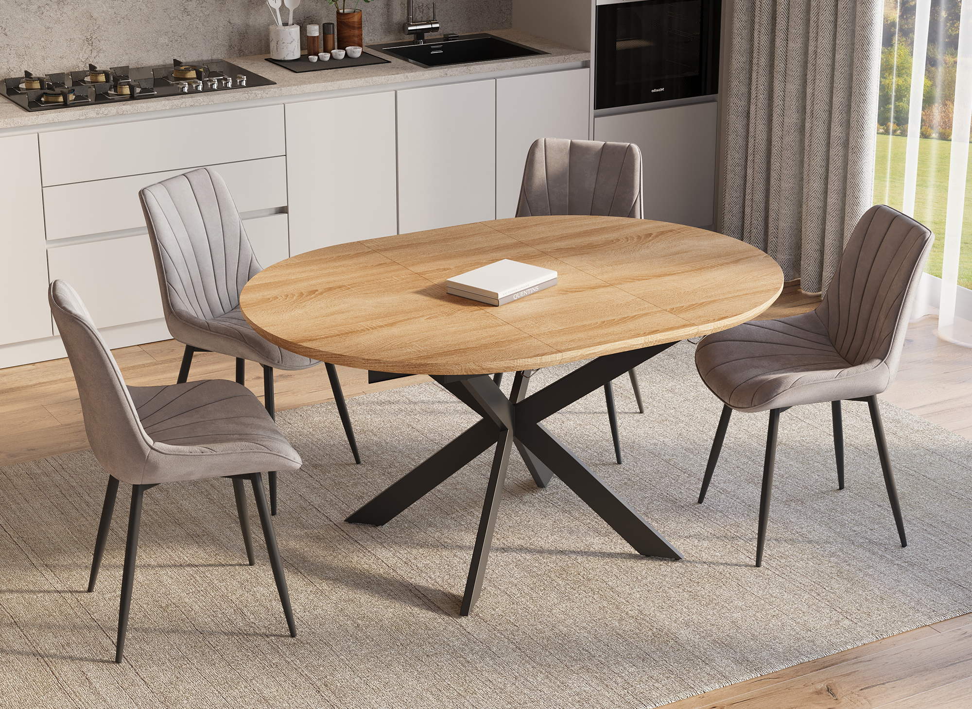 Lot de 4 chaises design en velours beige ELOVA