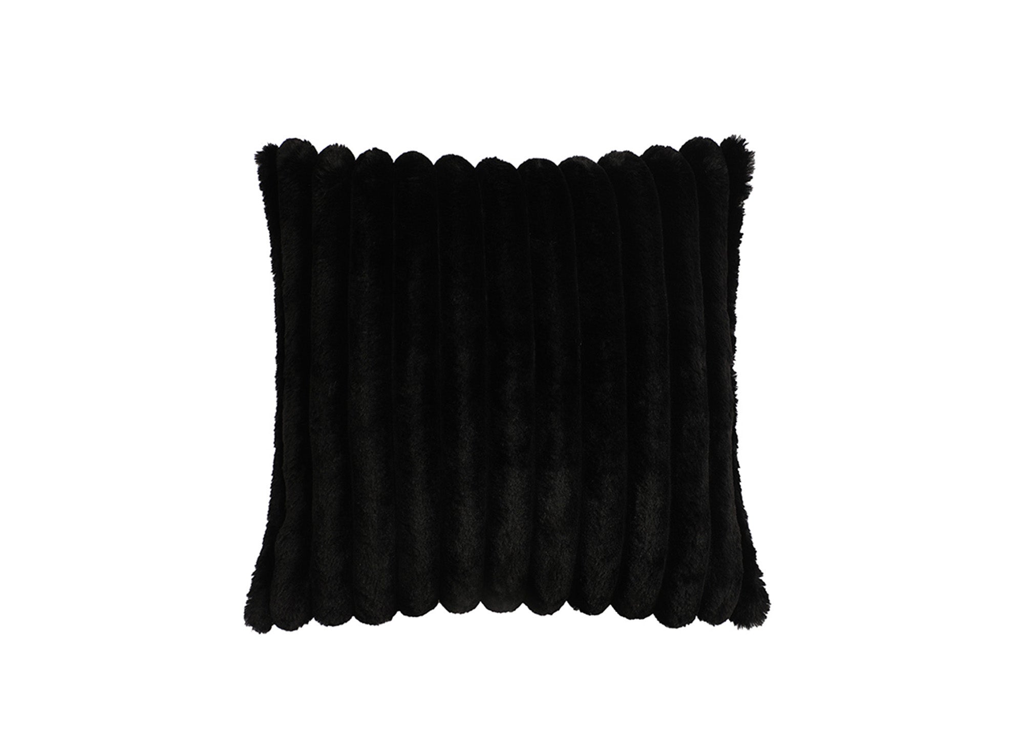 Coussin carré en velours côtelé effet fourrure noir 45x45 cm URBAIN