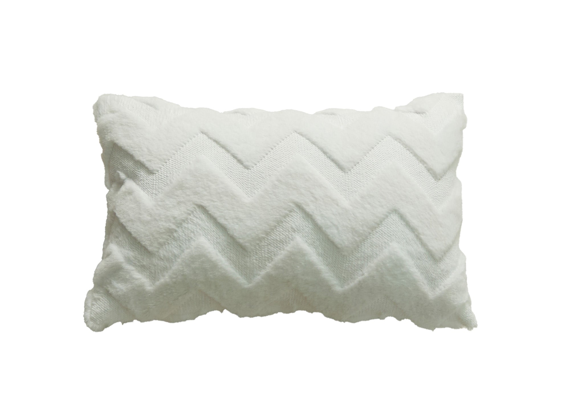 Coussin rectangulaire 50x30 cm en tissu doux motif chevron blanc HARRY