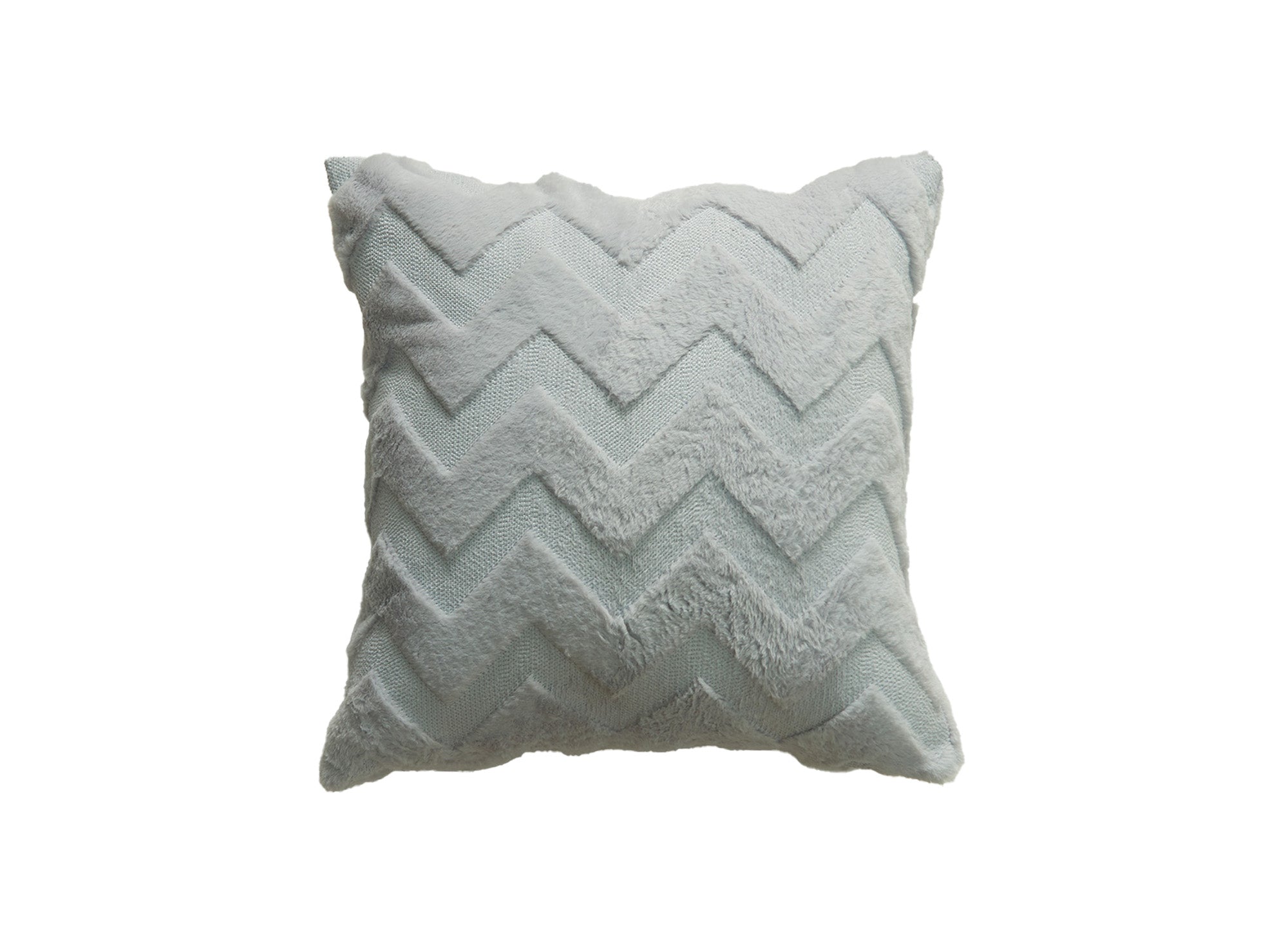 Coussin carré 45x45 cm en tissu doux motif chevron gris clair HARRY