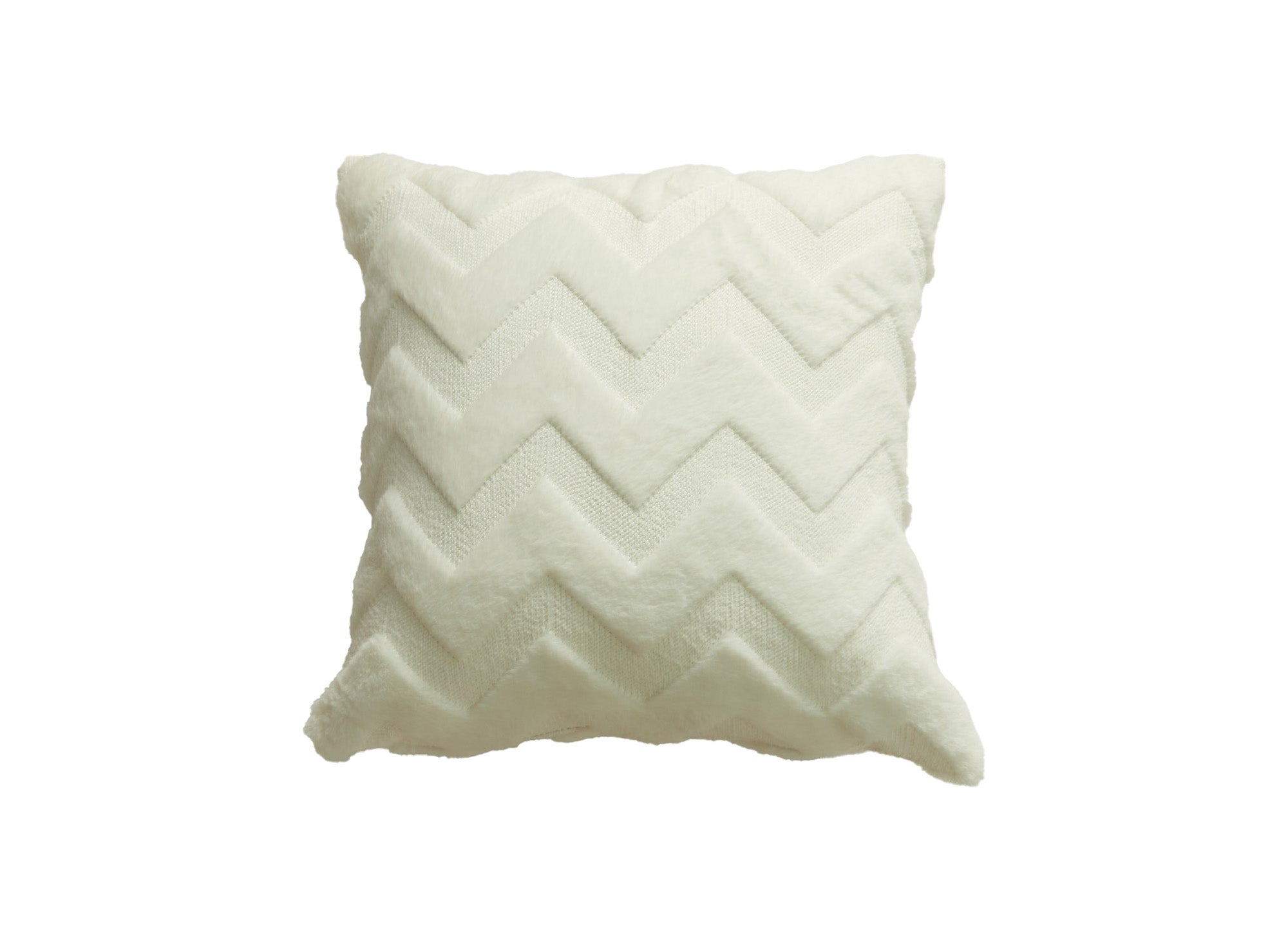 Coussin carré 45x45 cm en tissu doux motif chevron beige HARRY
