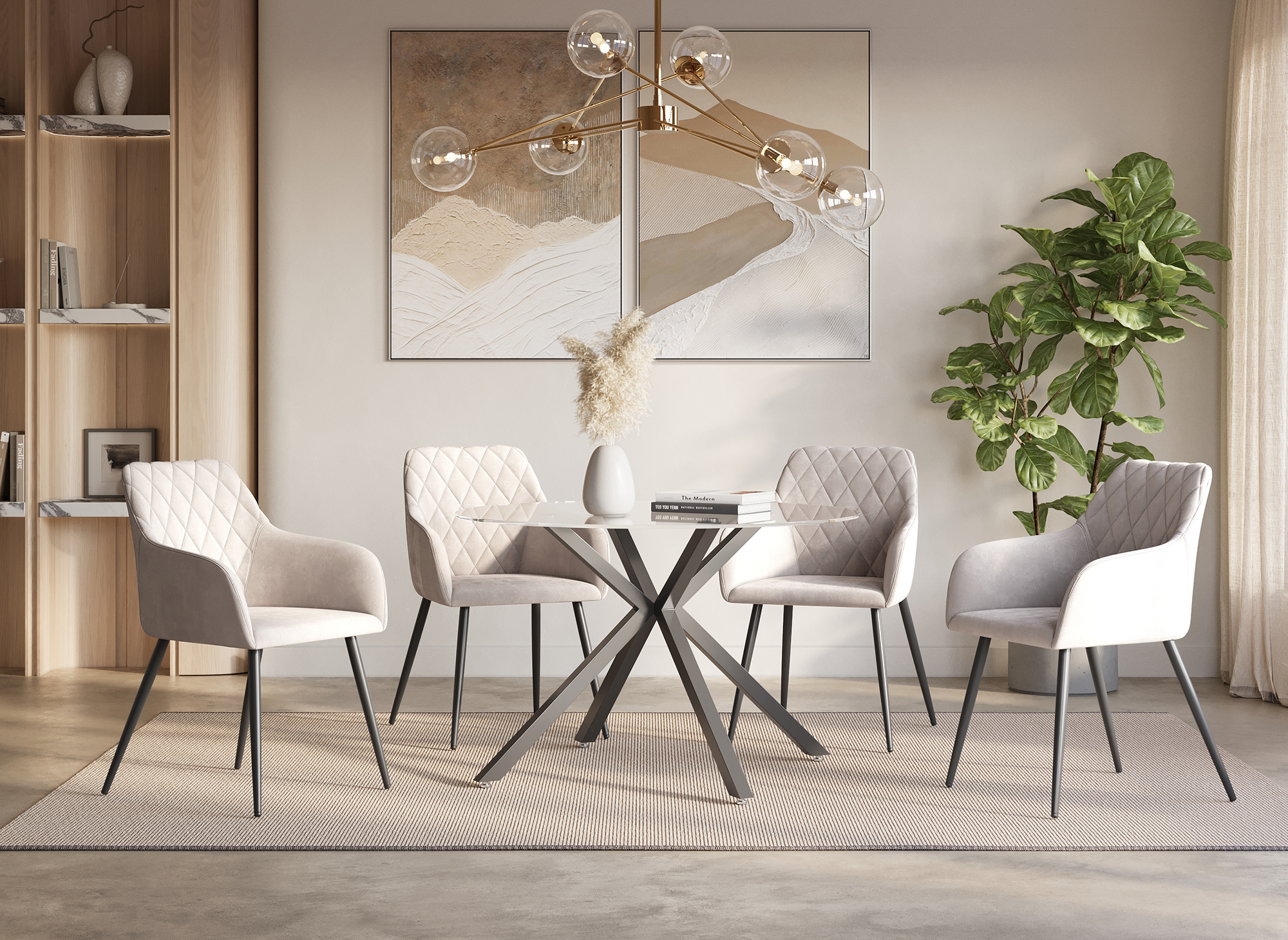 Lot de 2 chaises avec accoudoirs en velours beige KANA