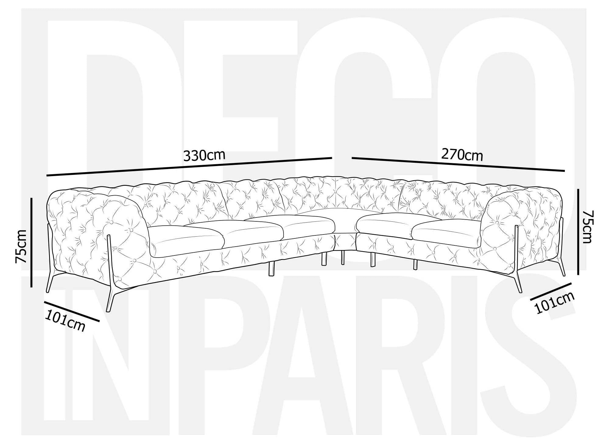 Canapé capitonné chesterfield d'angle réversible en velours gris CARMEN