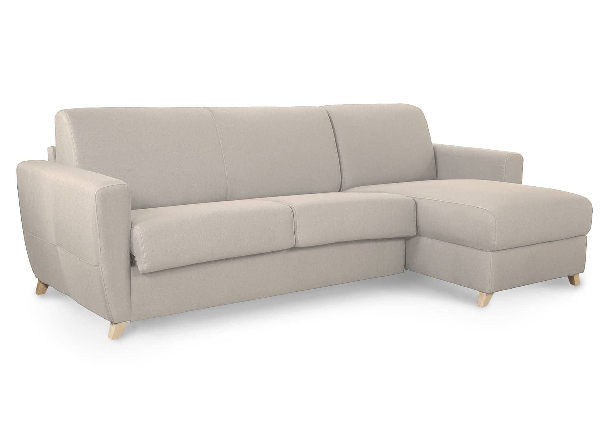 Canapé d'angle convertible réversible scandinave en tissu beige TOBIAS