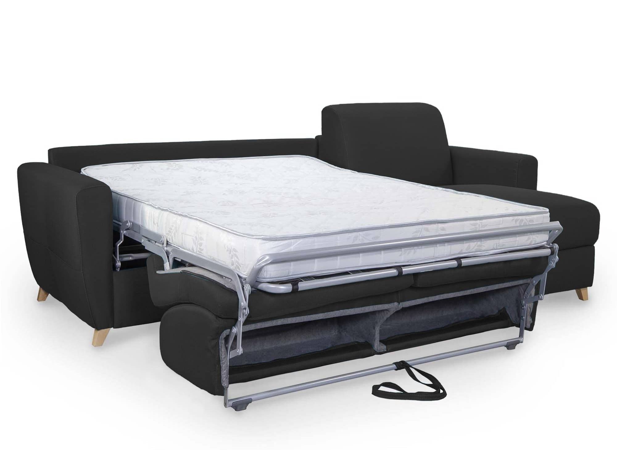 Canapé d'angle convertible réversible scandinave en tissu gris carbon TOBIAS