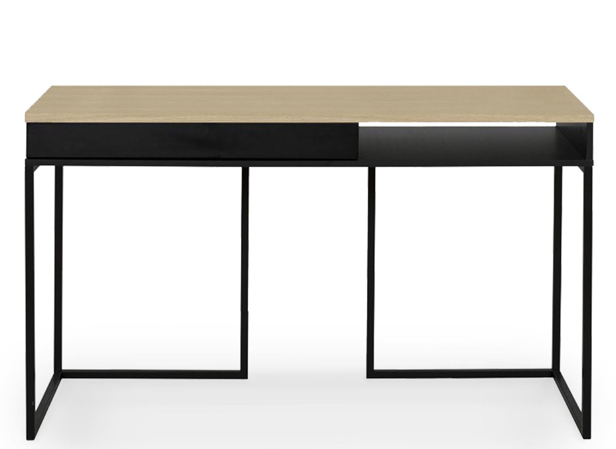 Bureau industriel avec tiroir et rangement en bois et métal COLETTE