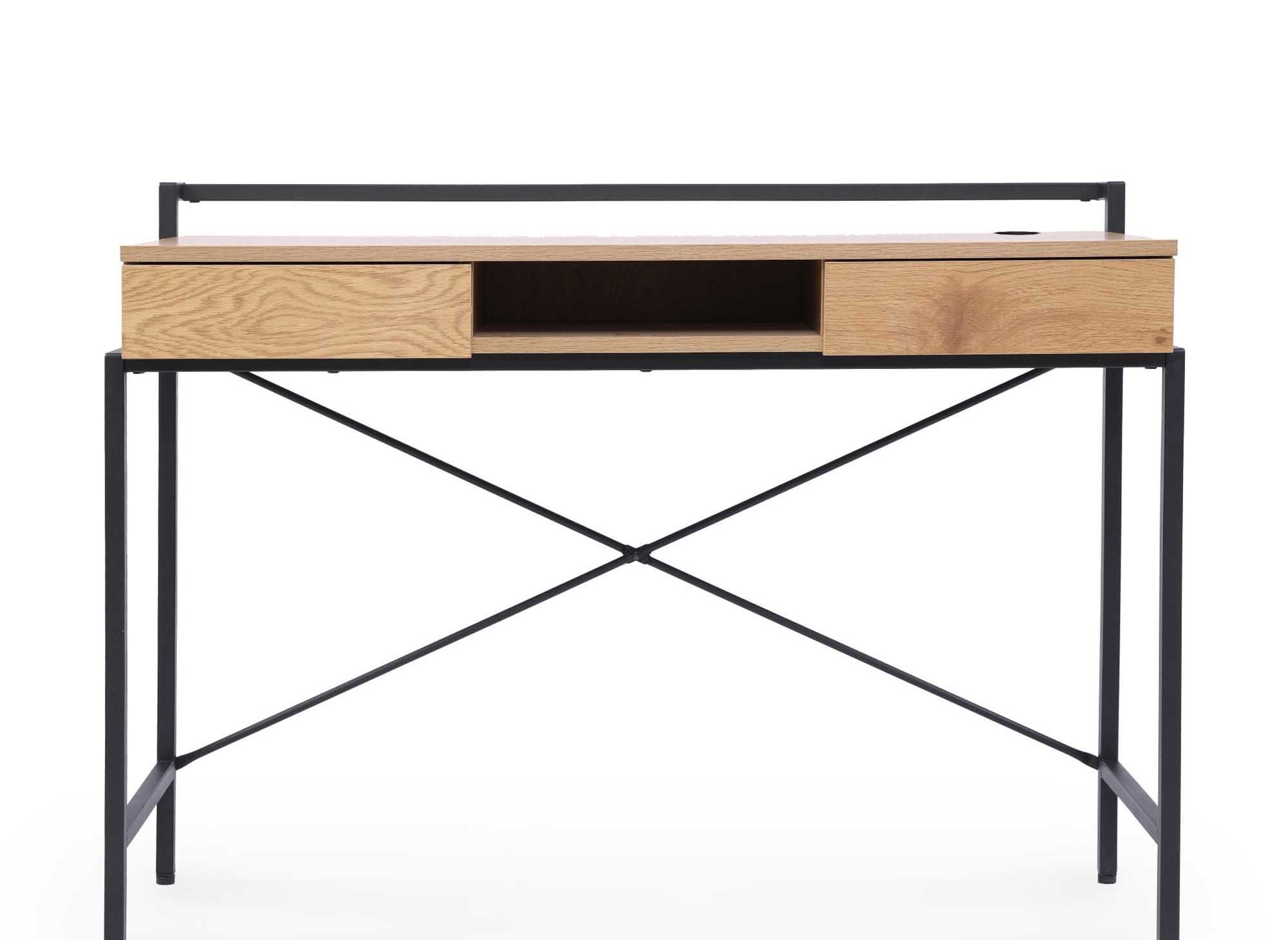 Bureau compact design industriel en bois et métal EDMOND