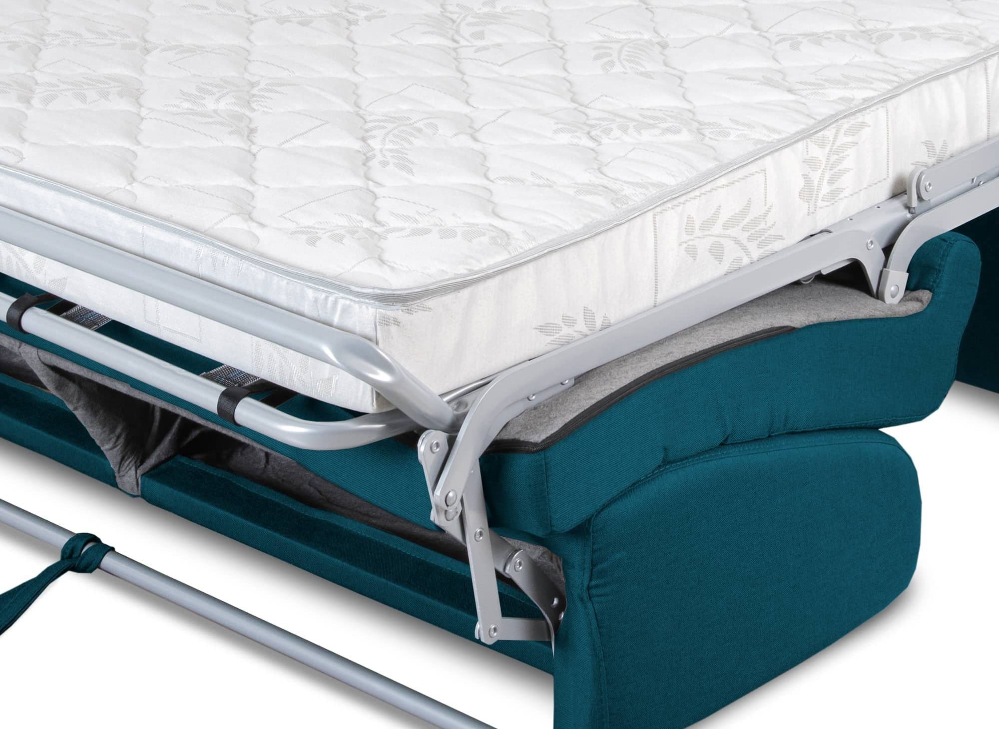 Divano trasformabile Express a 3 posti in tessuto blu petrolio LOUNA