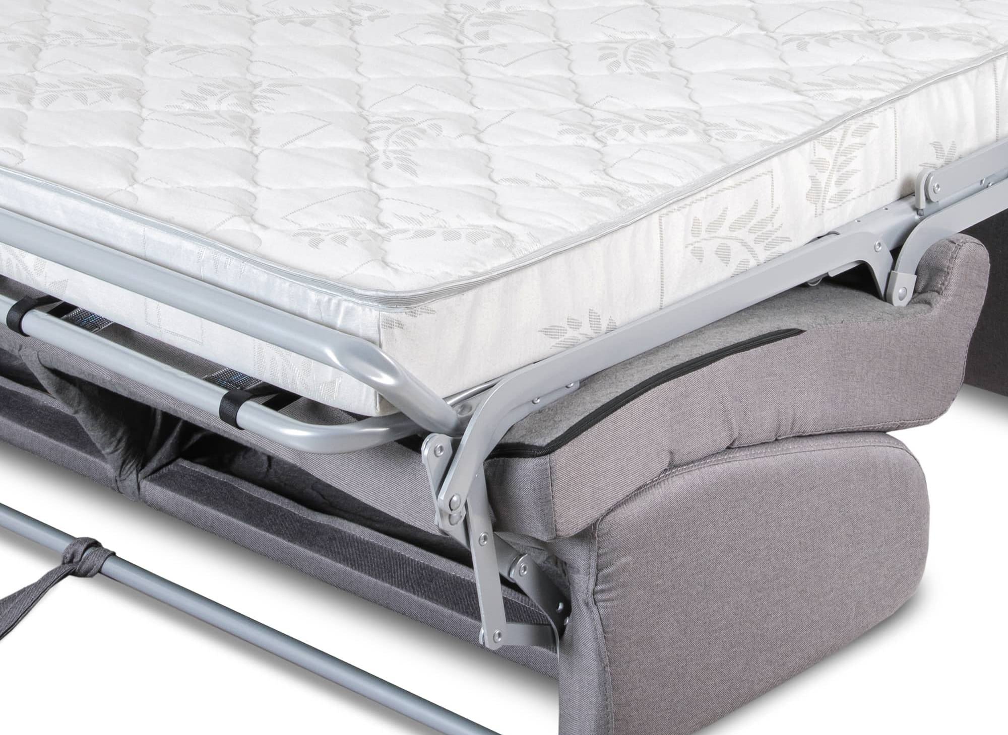 Canapé convertible 3 places LOUNA en tissu gris ouverture express