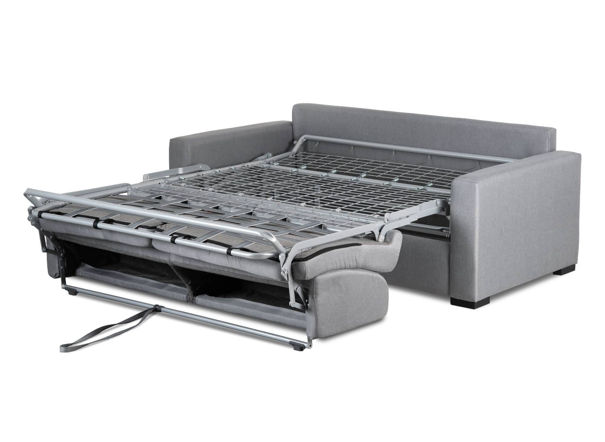 Canapé convertible 3 places LOUNA en tissu gris ouverture express
