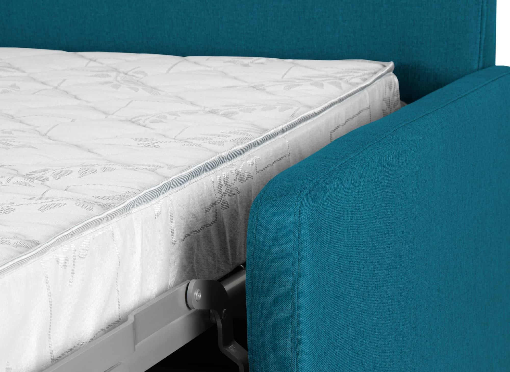 Divano trasformabile 3 posti LOUNA SLIM in tessuto blu petrolio, apertura rapida