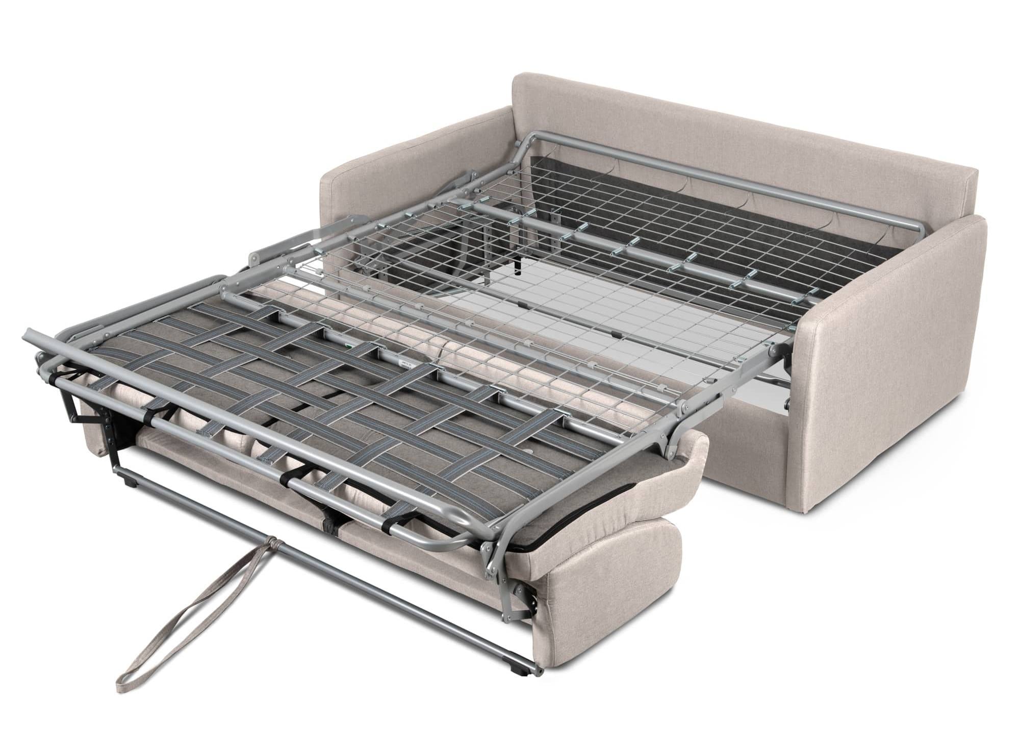 Canapé convertible 3 places LOUNA SLIM en tissu beige ouverture express