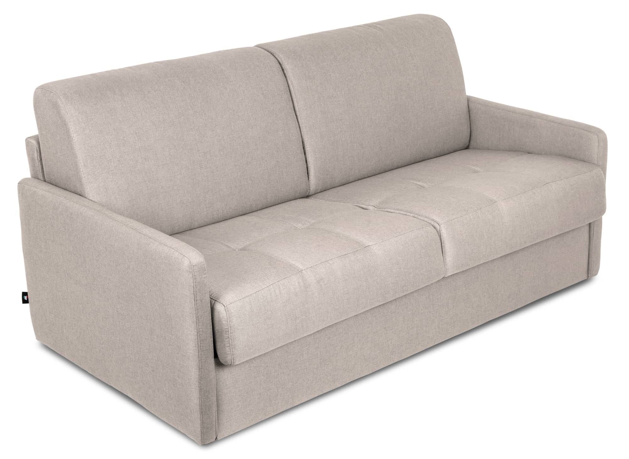 Canapé convertible 3 places LOUNA SLIM en tissu beige ouverture express