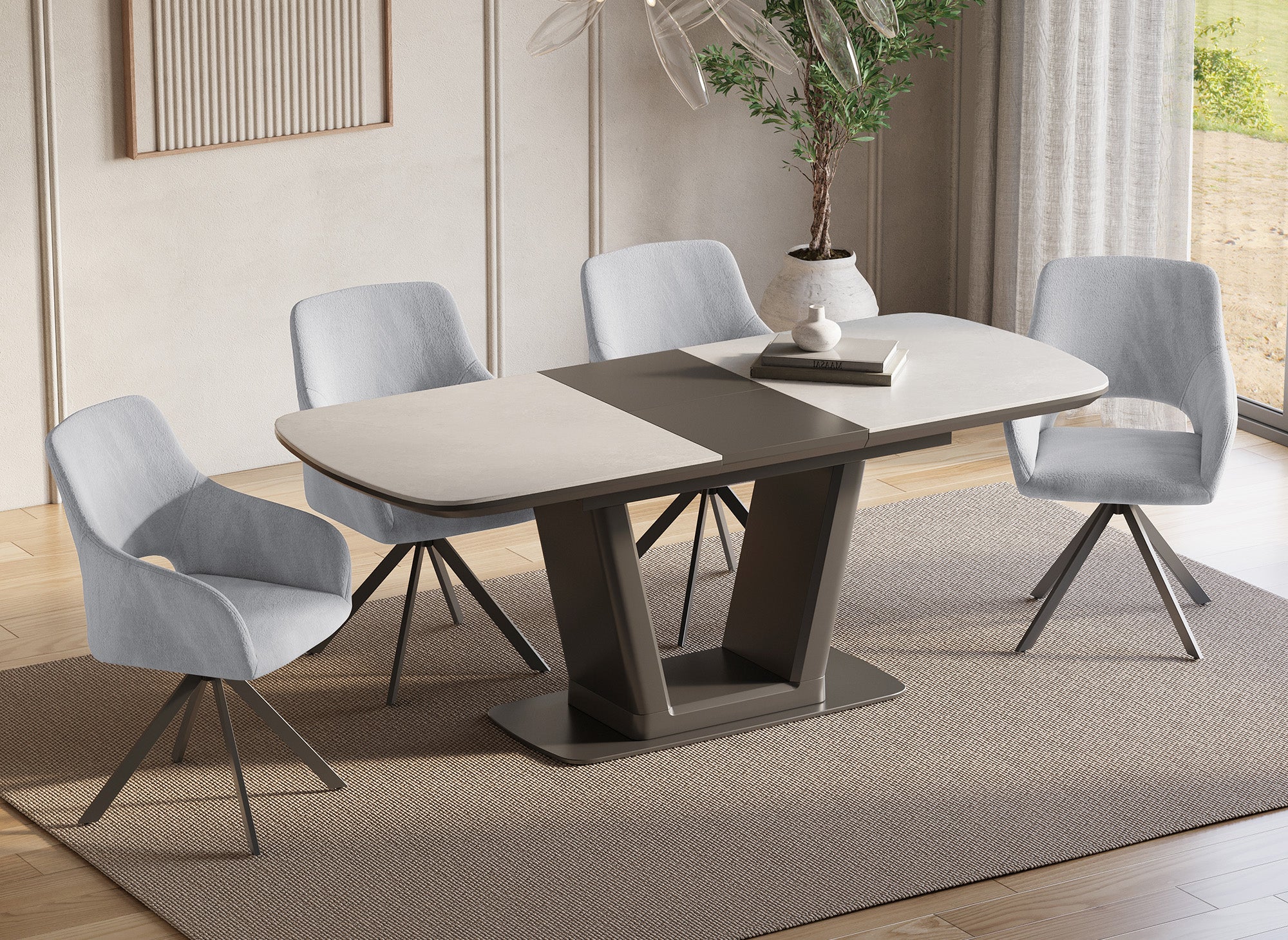 Lot de 2 chaises pivotantes design en velours gris clair CIEL