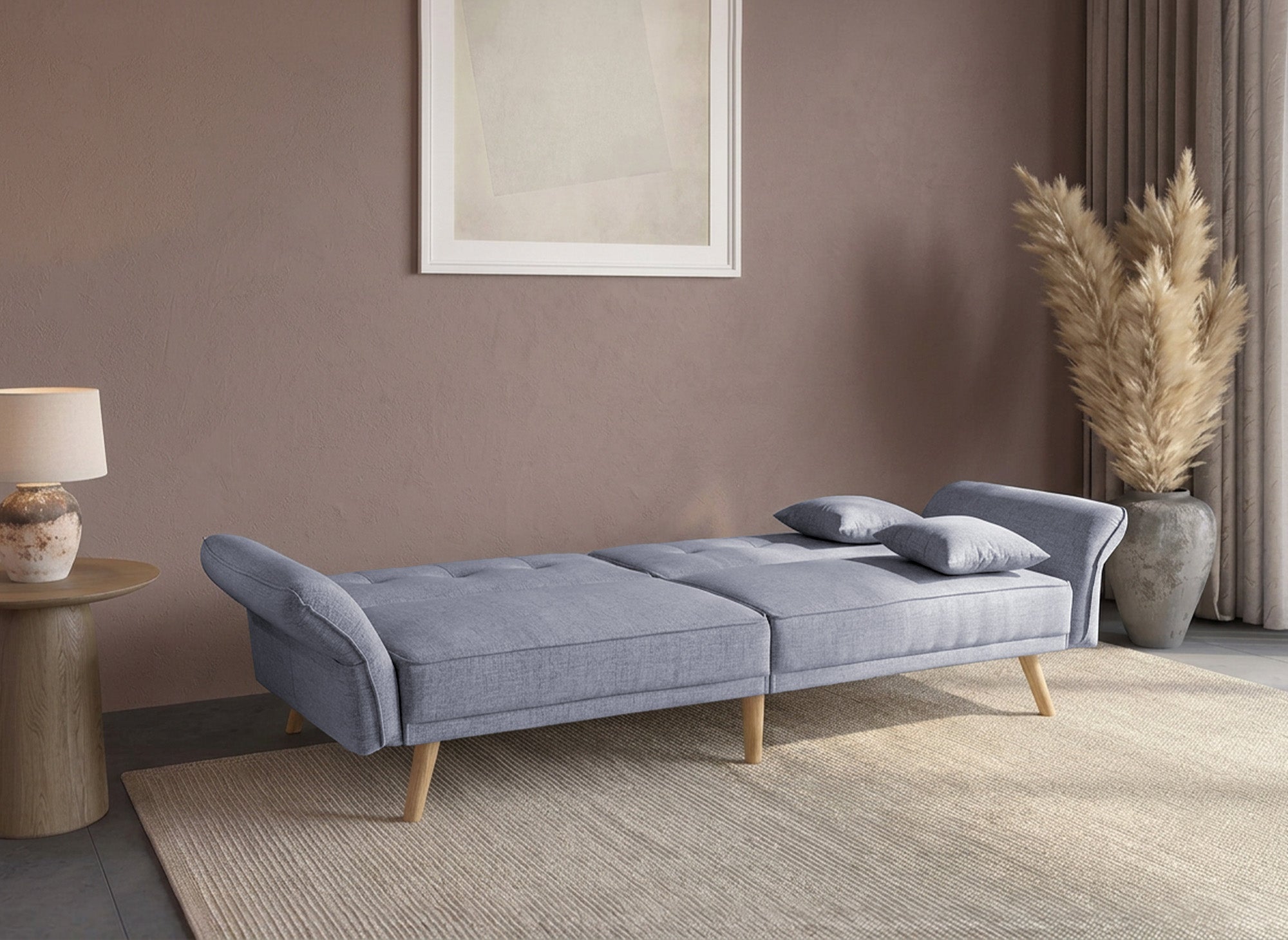 Divano letto 3 posti in tessuto grigio CHILI