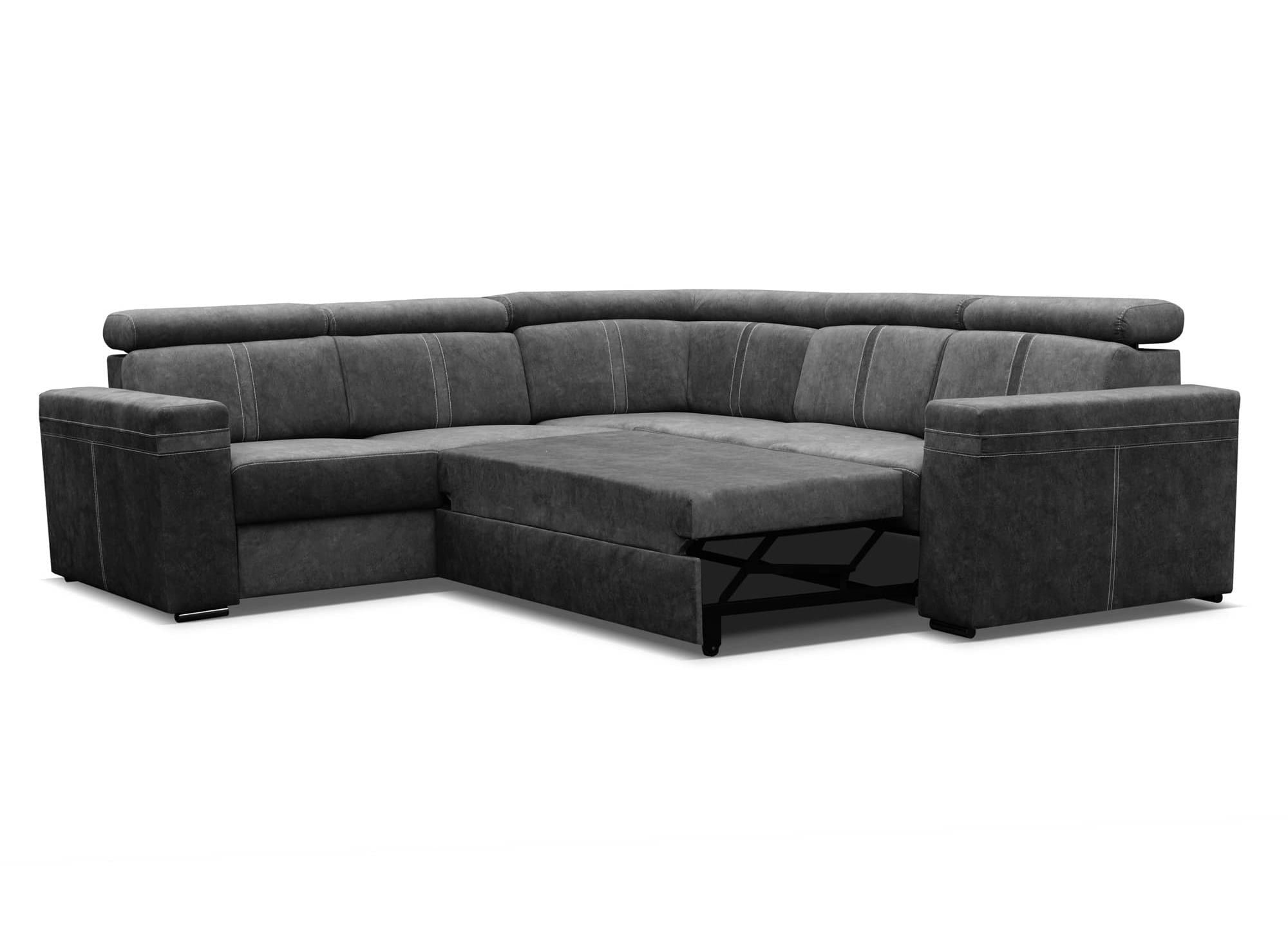 Canapé d'angle convertible et réversible en tissu gris foncé MERYL